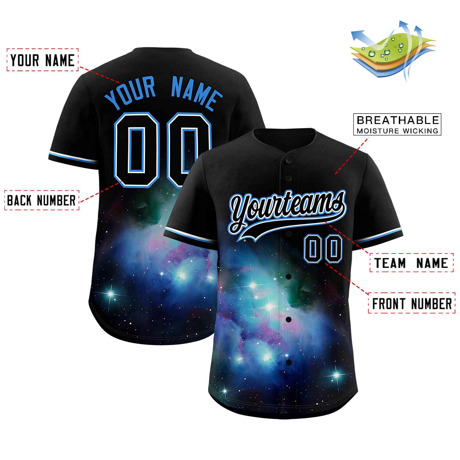 Custom Black Personalized Starburst Pattern Authentic Baseball Jersey