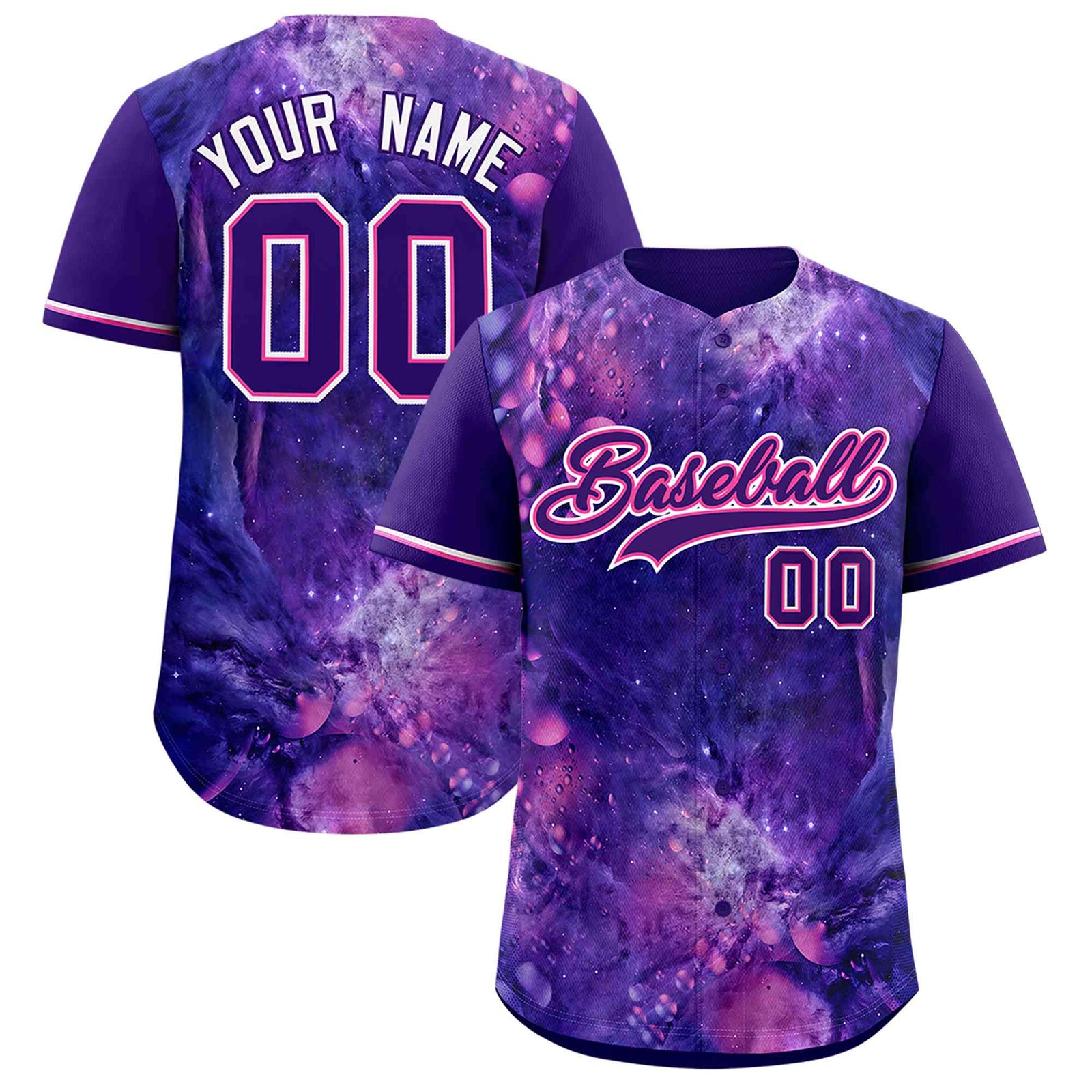Custom Purple Personalized Starburst Pattern Authentic Baseball Jersey