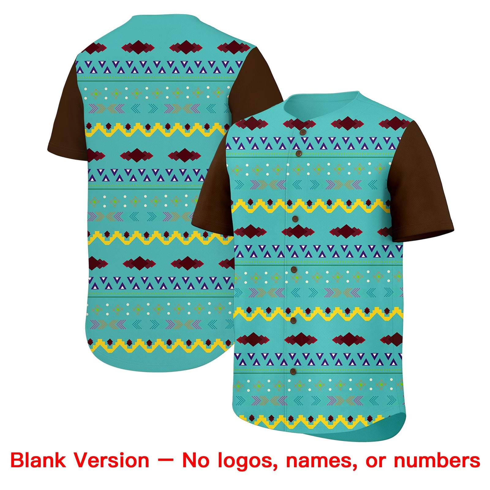 Custom Teal Brown White Mexican style Breathable Baseball Jersey| KXKSHOP