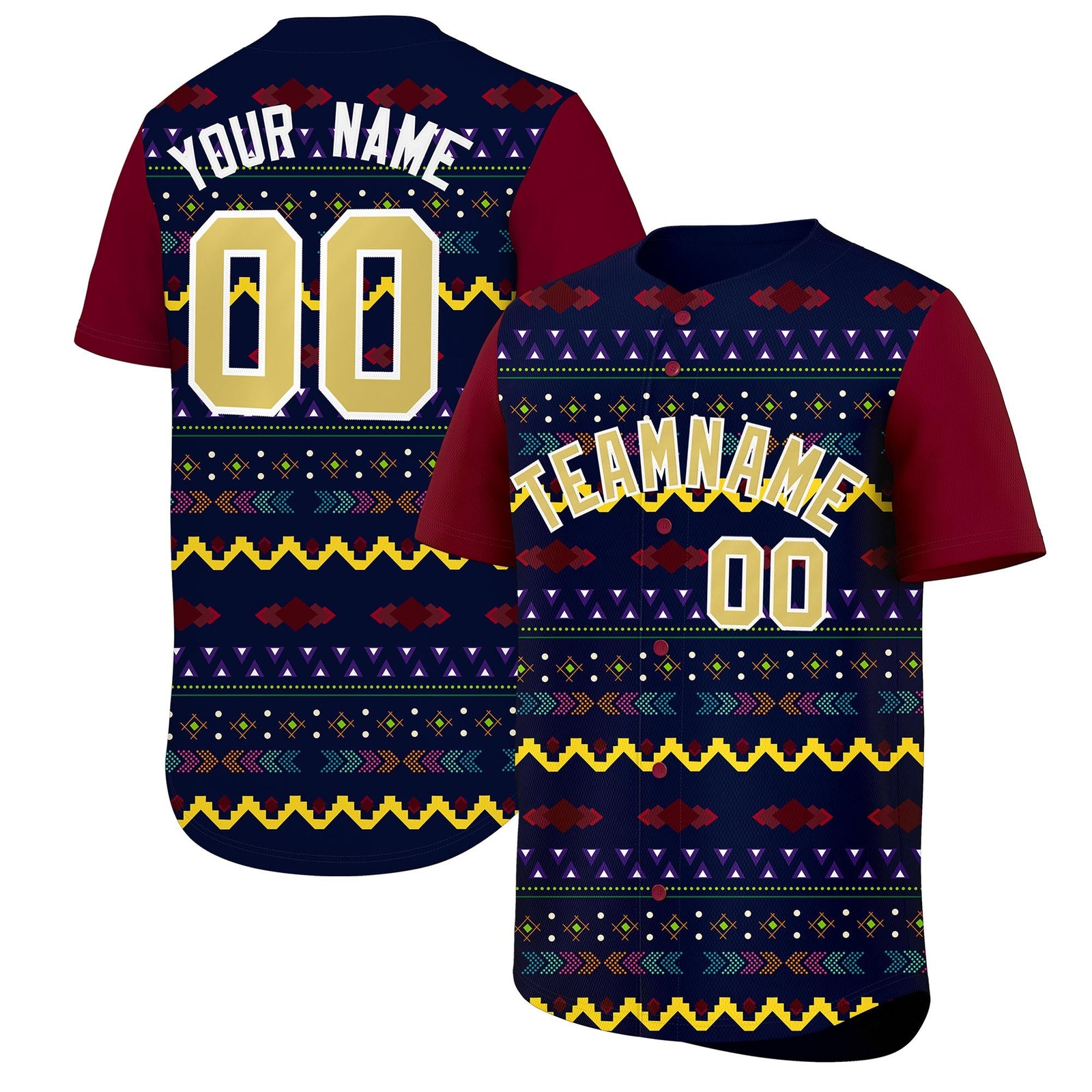Custom Navy Crimson White Mexican style Breathable Baseball Jersey| KXKSHOP