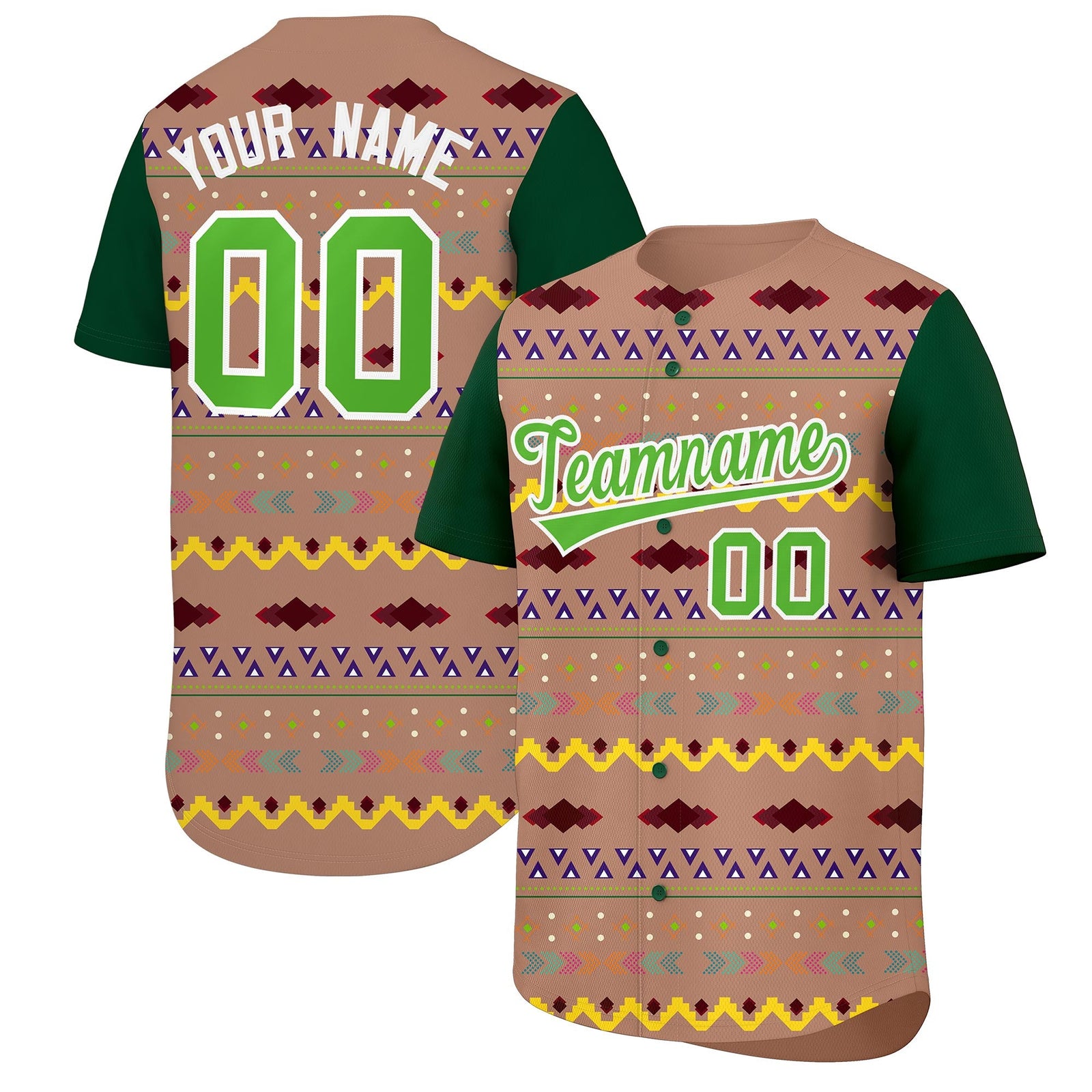 Custom Coffee Dark Green White Mexican style Lightweight Baseball Jersey| KXKSHOP