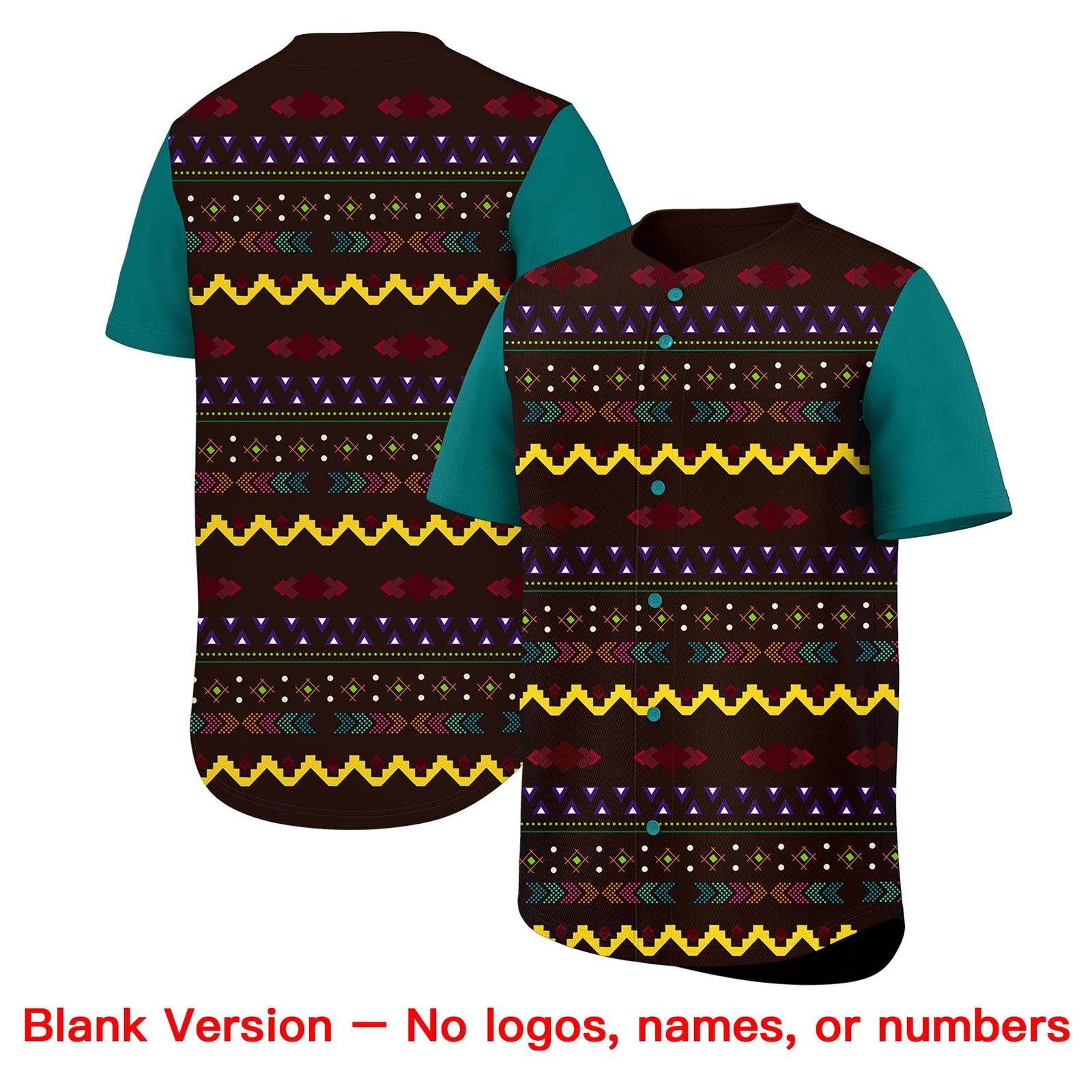 Custom Brown Teal White Mexican style Breathable Baseball Jersey| KXKSHOP