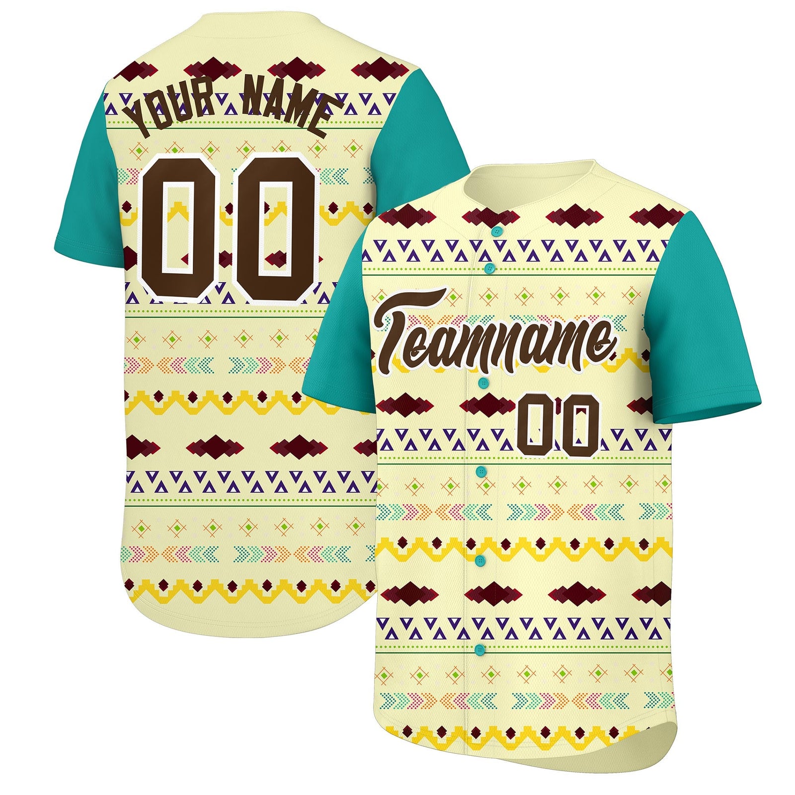 Custom Cream Aqua White Mexican style Stretch Fabric Baseball Jersey| KXKSHOP