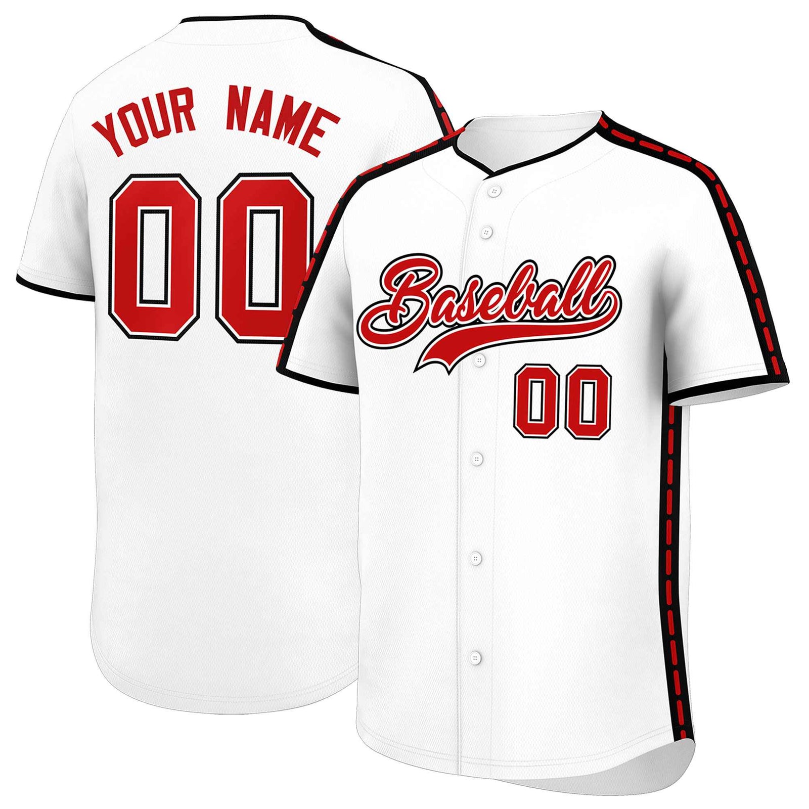 Custom White Black Color Block Personalized Side Dotted Line Authentic Baseball Jersey