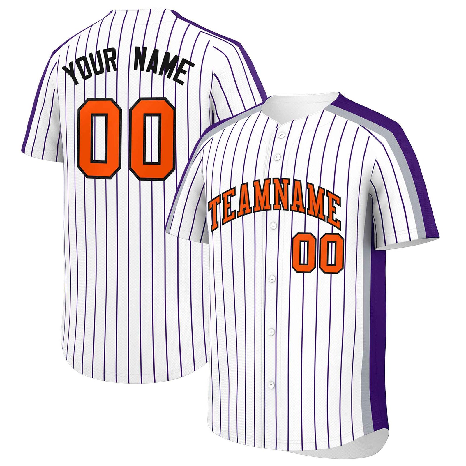 Custom White Purple Pinstripe Personalized Side Two-tone Authentic Baseball Jersey