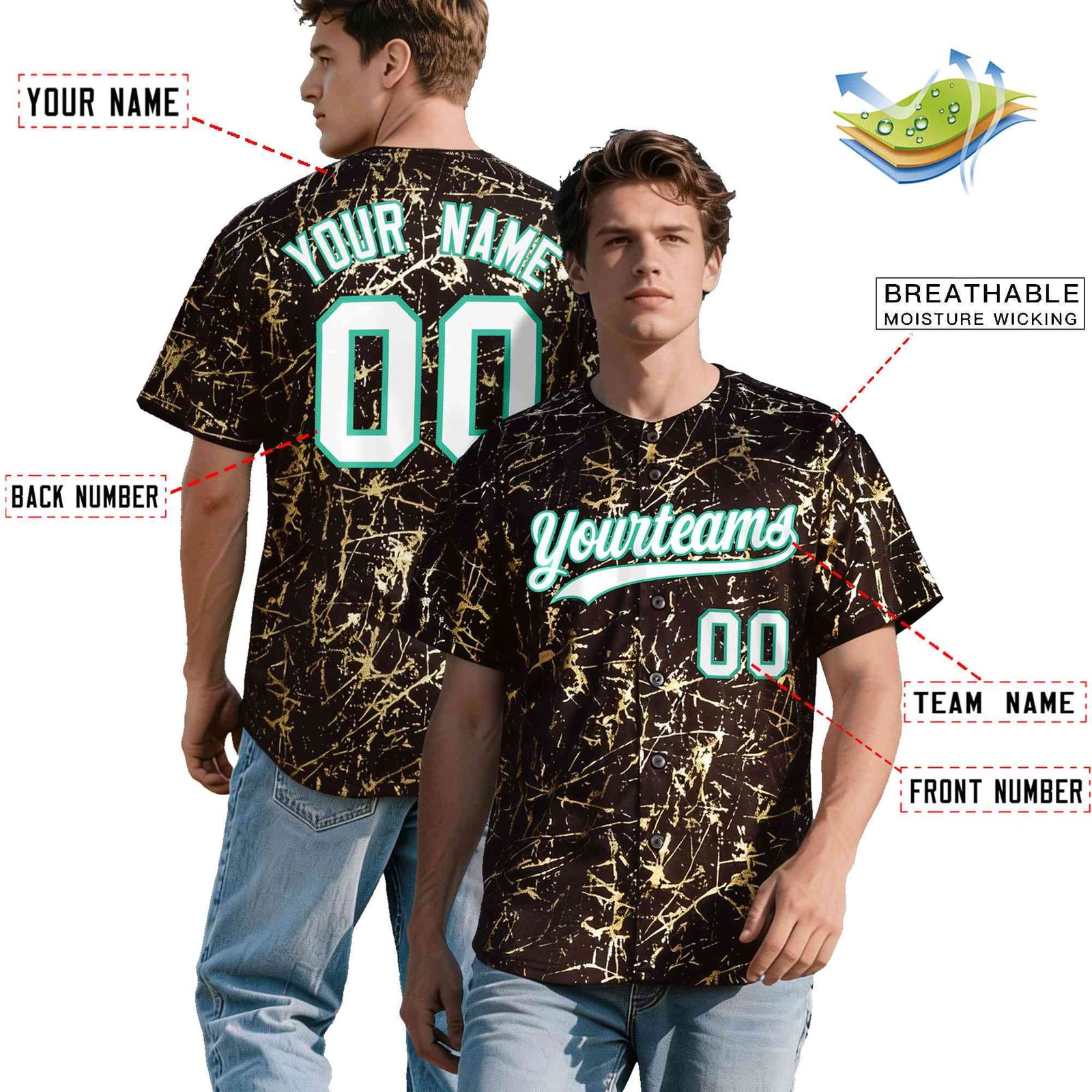 Custom Crimson White Black&Shiny Gold Cracked Foil Breathable Mesh Streetwear Baseball Jersey