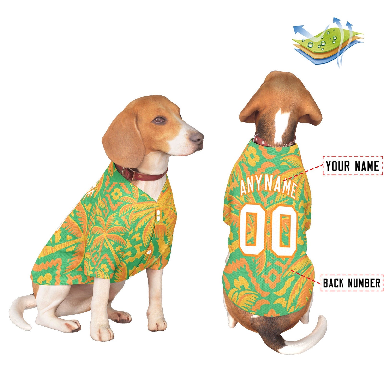 Custom White Orange Hawaiian Style Graffiti Pattern Dog Jersey| KXKSHOP