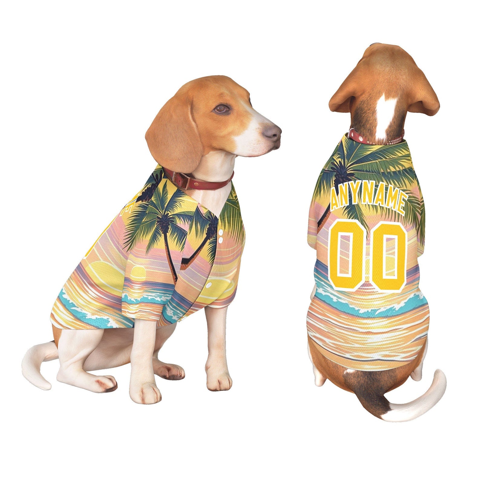 Custom Yellow White Hawaiian Style Graffiti Pattern Dog Jersey| KXKSHOP