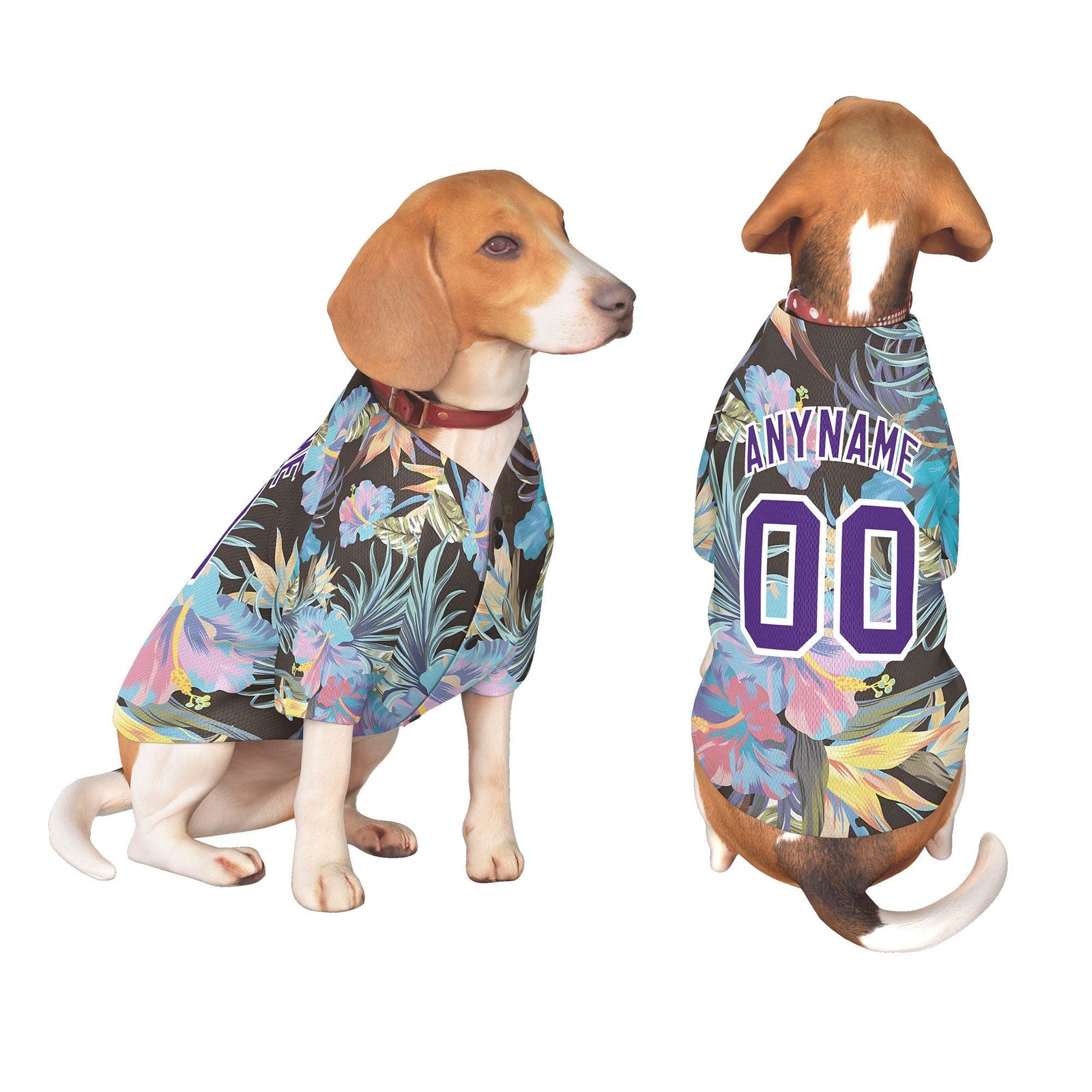 Custom Purple White Hawaiian Style Graffiti Pattern Dog Jersey| KXKSHOP