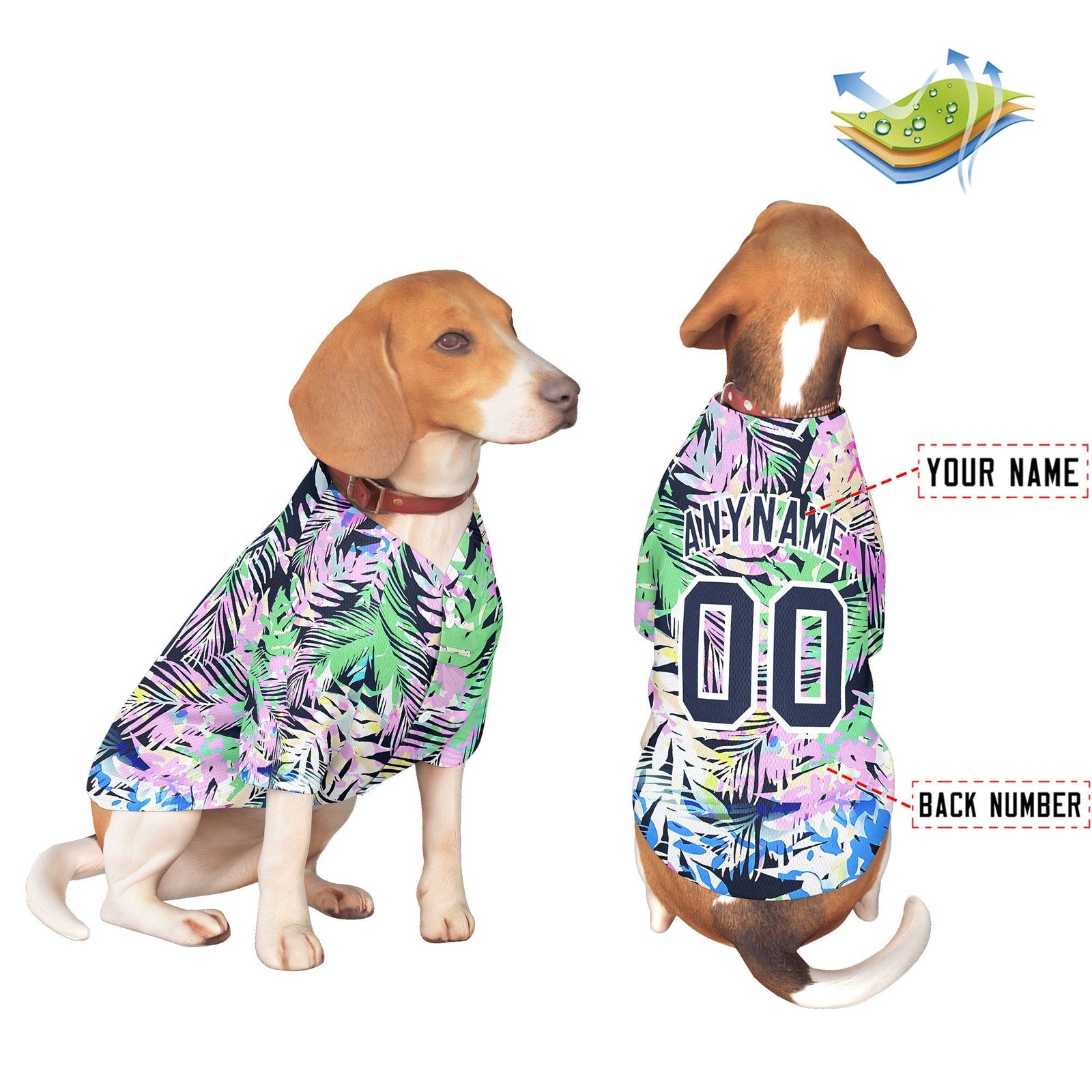 Custom Navy White Hawaiian Style Graffiti Pattern Dog Jersey| KXKSHOP