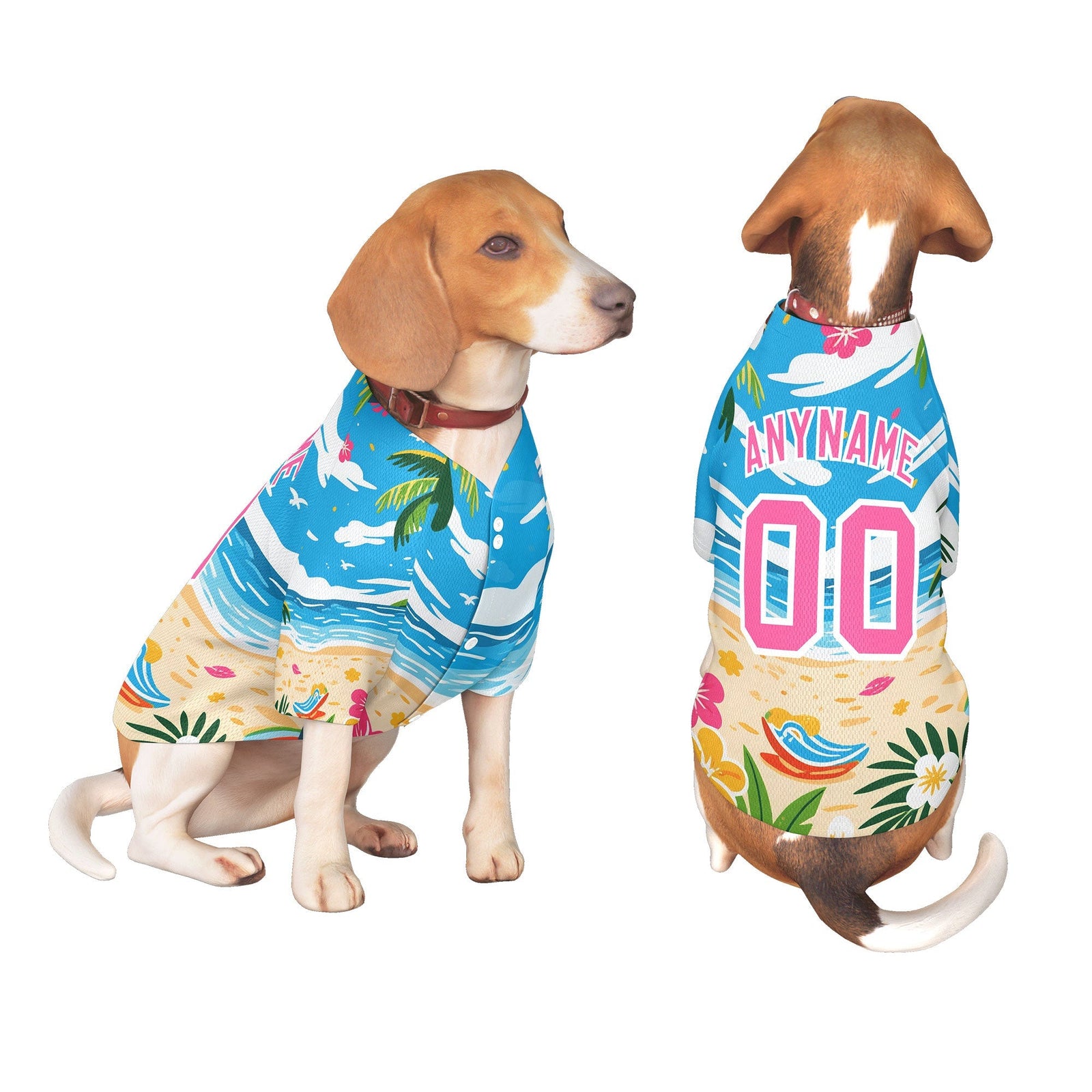 Custom Pink White Hawaiian Style Graffiti Pattern Dog Jersey| KXKSHOP