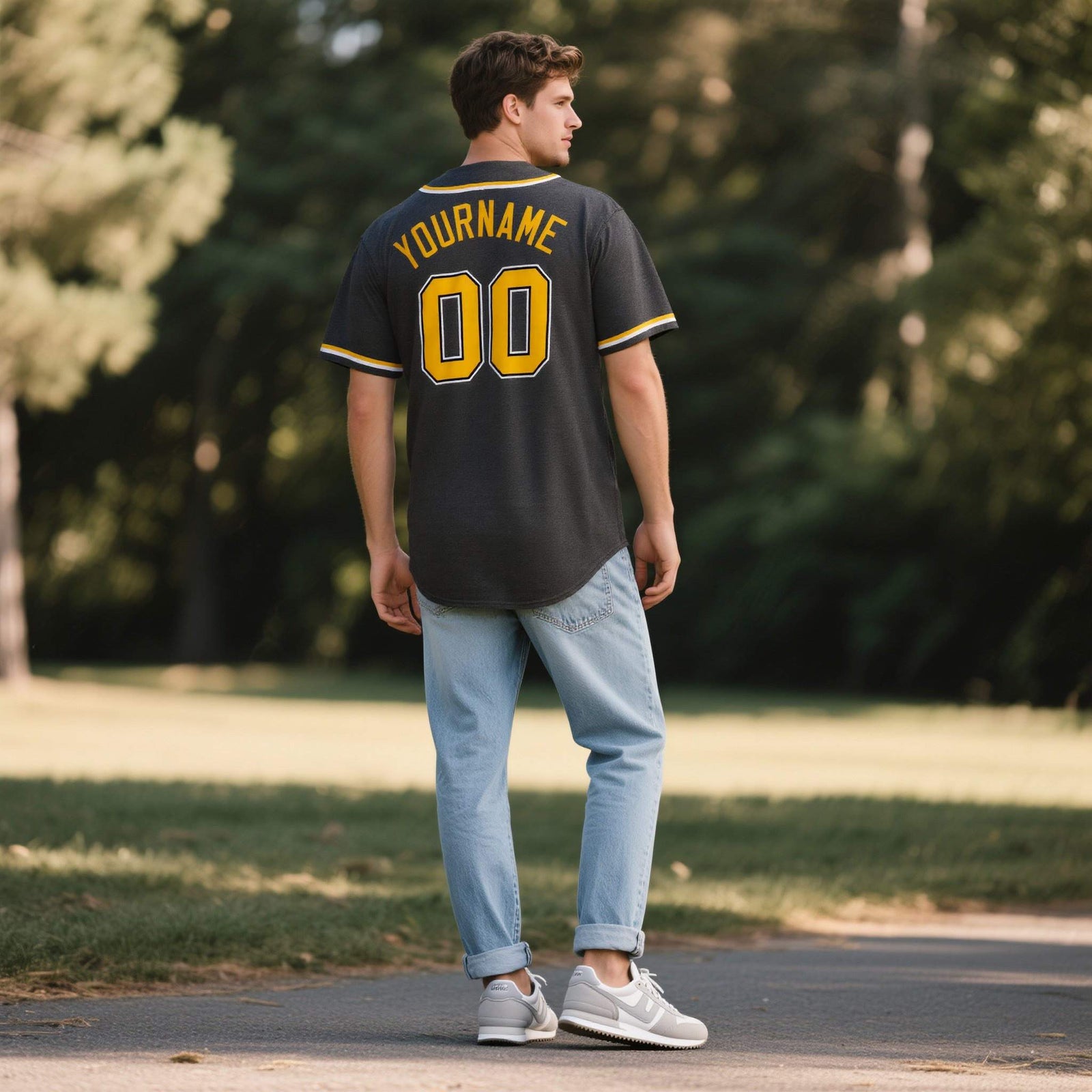 Custom Black Personalized Denim Baseball Jersey For Men Women Boy