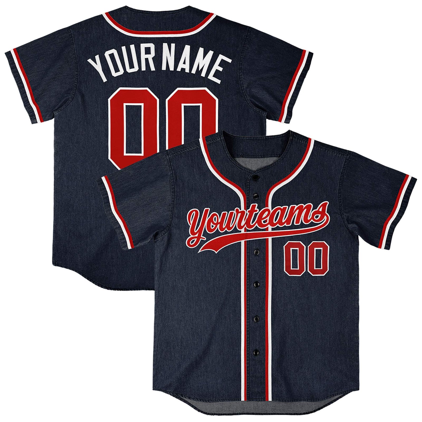 Custom Navy Personalized Denim Baseball Jersey For Men Women Boy