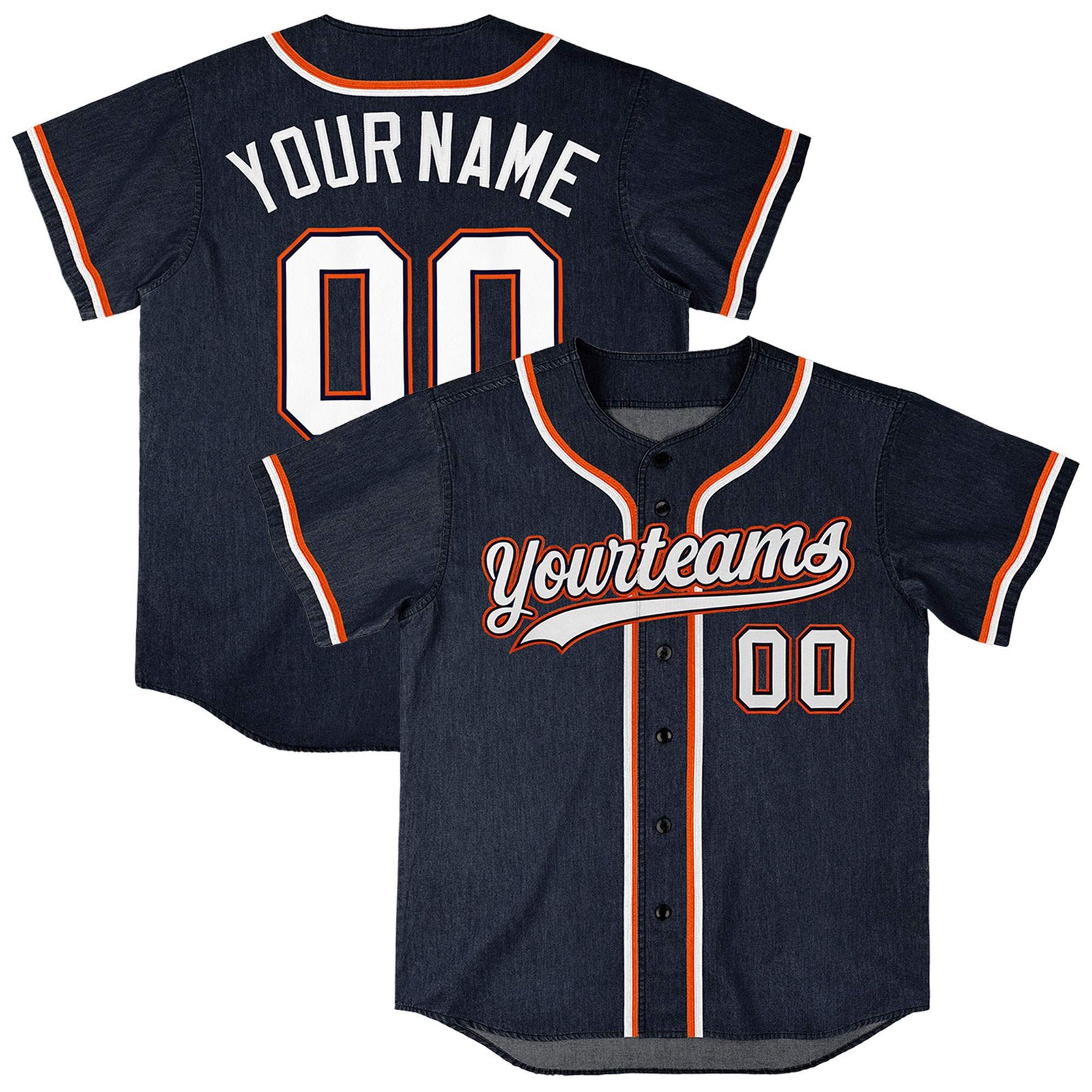 Custom Navy Personalized Denim Baseball Jersey For Men Women Boy