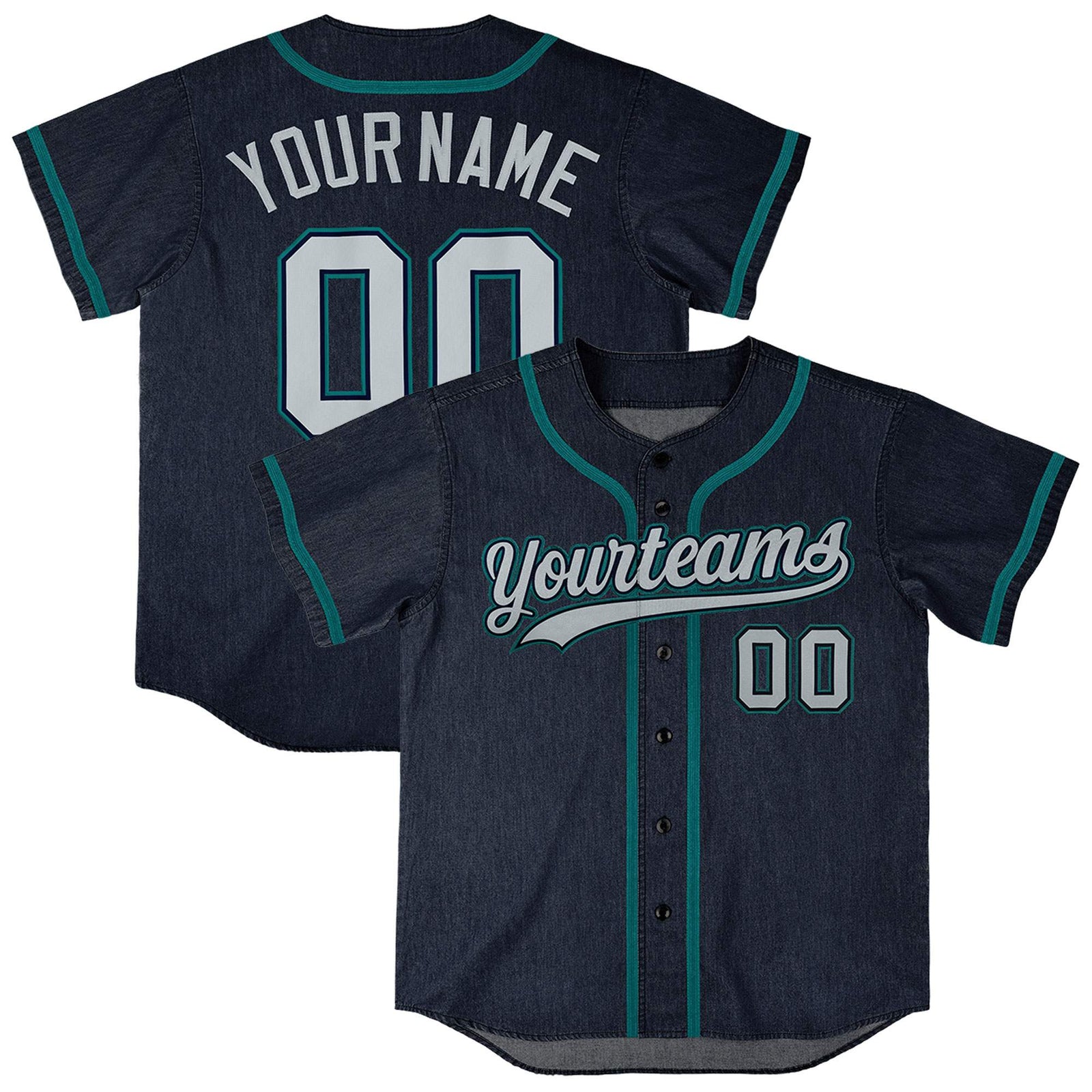 Custom Navy Personalized Denim Baseball Jersey For Men Women Boy