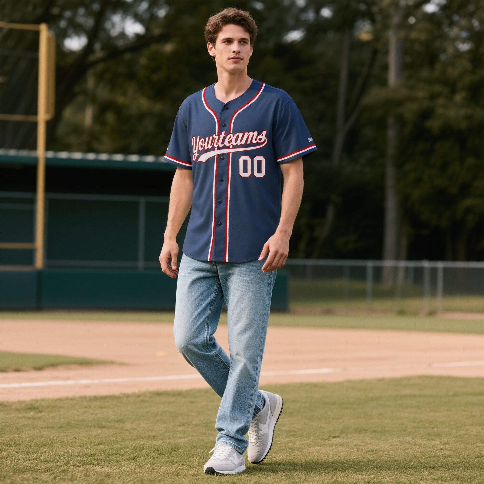 Custom Midnight Blue Personalized Denim Baseball Jersey For Men Women Boy