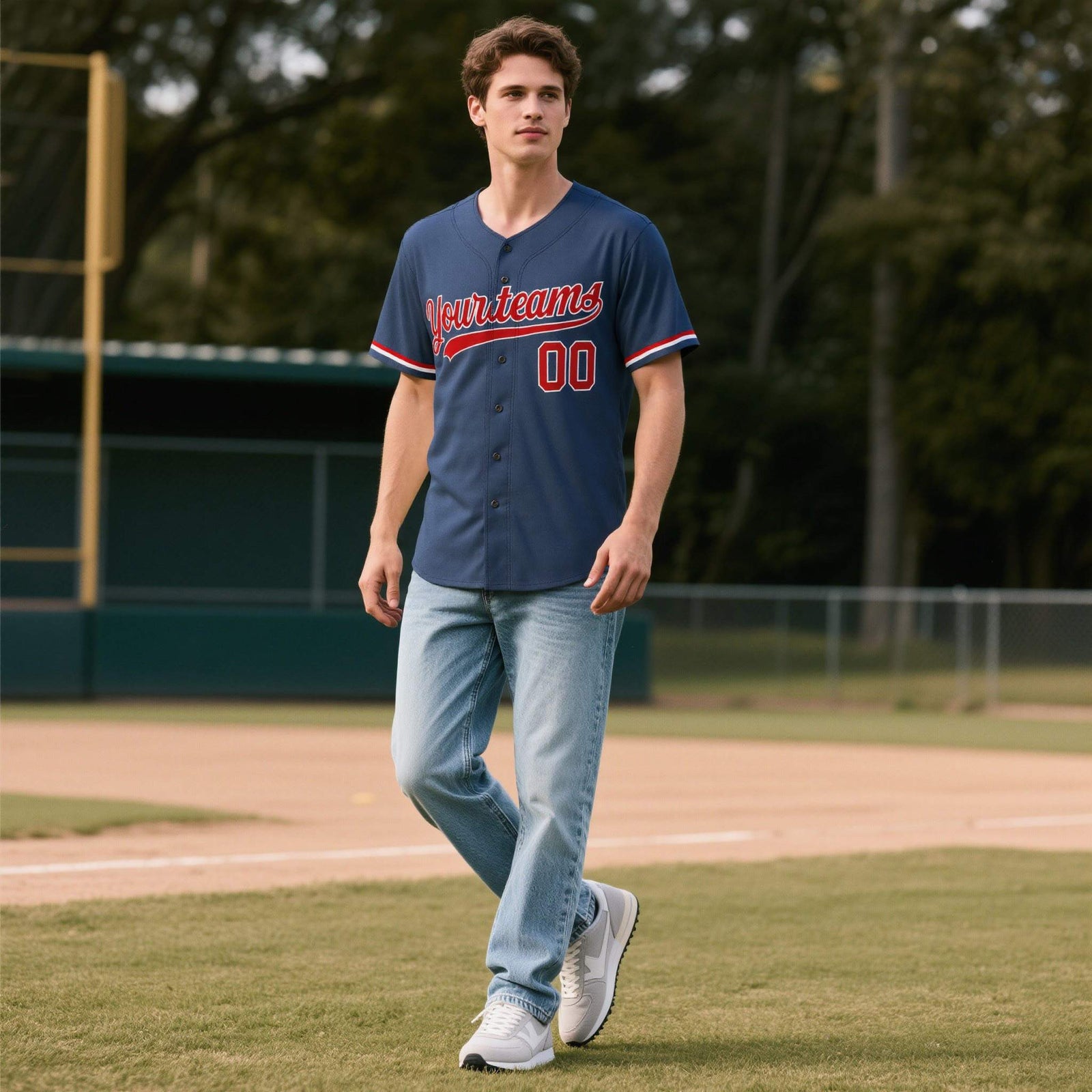 Custom Midnight Blue Personalized Denim Baseball Jersey For Men Women Boy