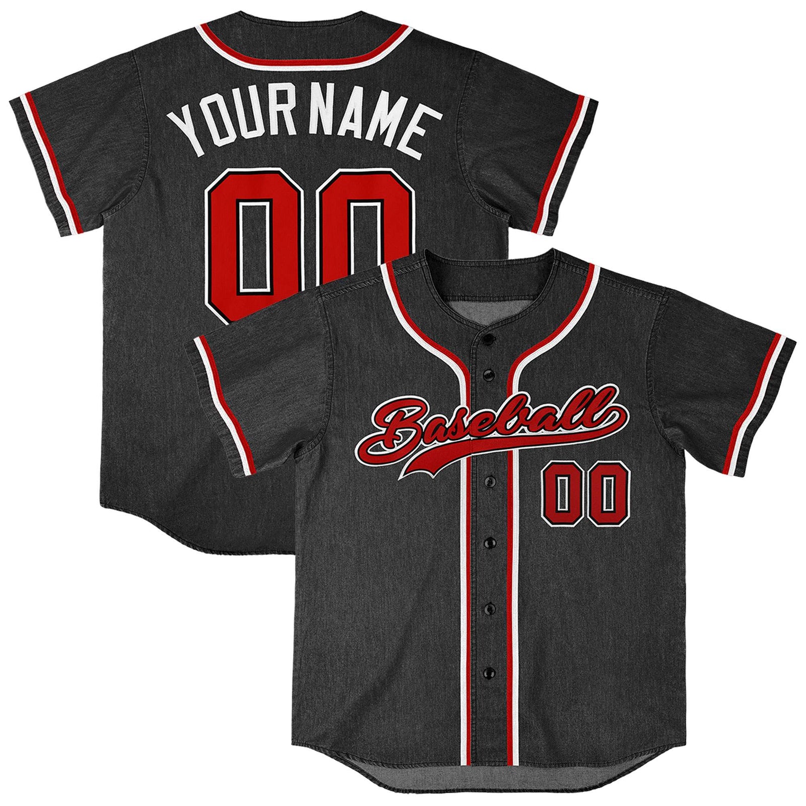 Custom Black Personalized Denim Baseball Jersey For Men Women Boy