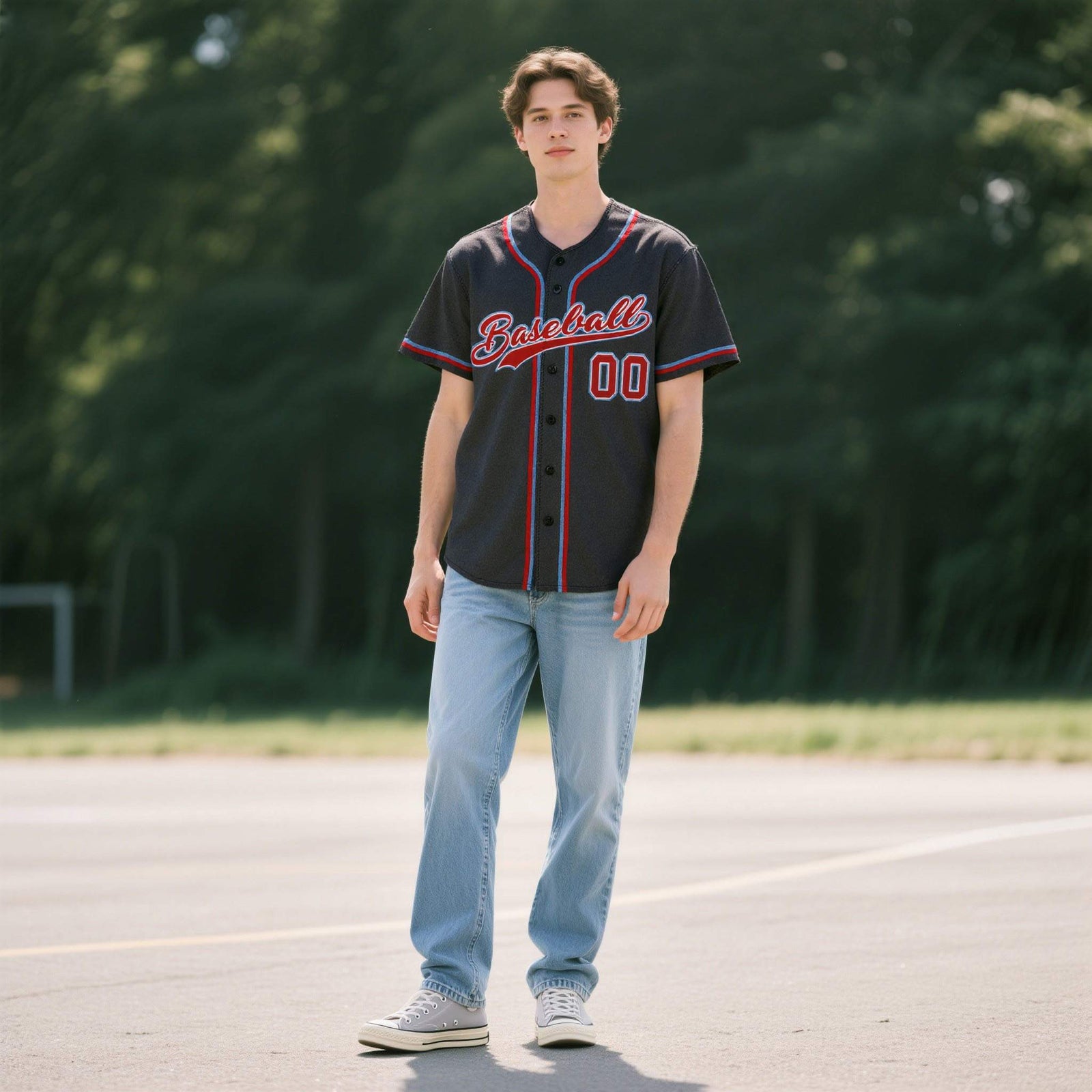 Custom Black Personalized Denim Baseball Jersey For Men Women Boy