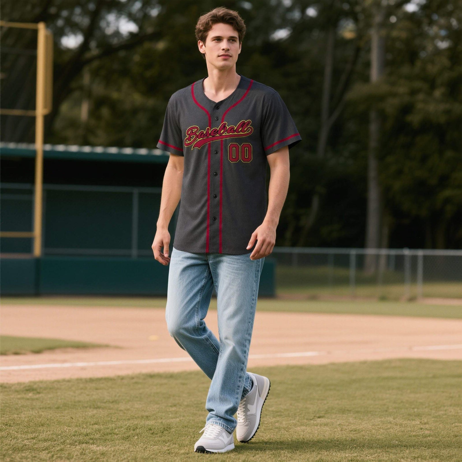 Custom Black Personalized Denim Baseball Jersey For Men Women Boy