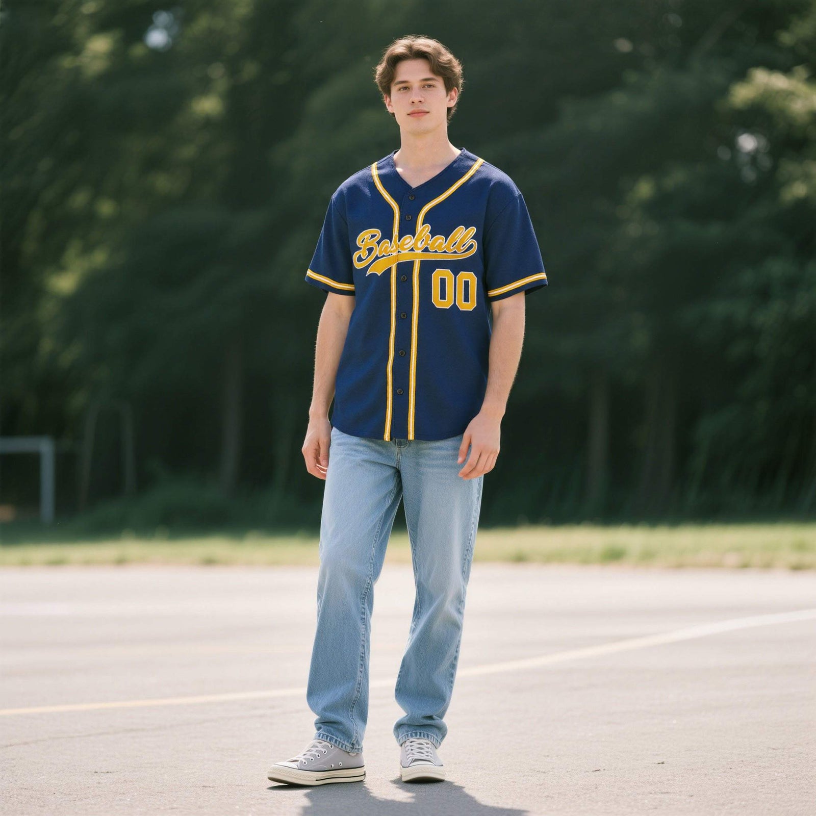 Custom Midnight Blue Personalized Denim Baseball Jersey For Men Women Boy