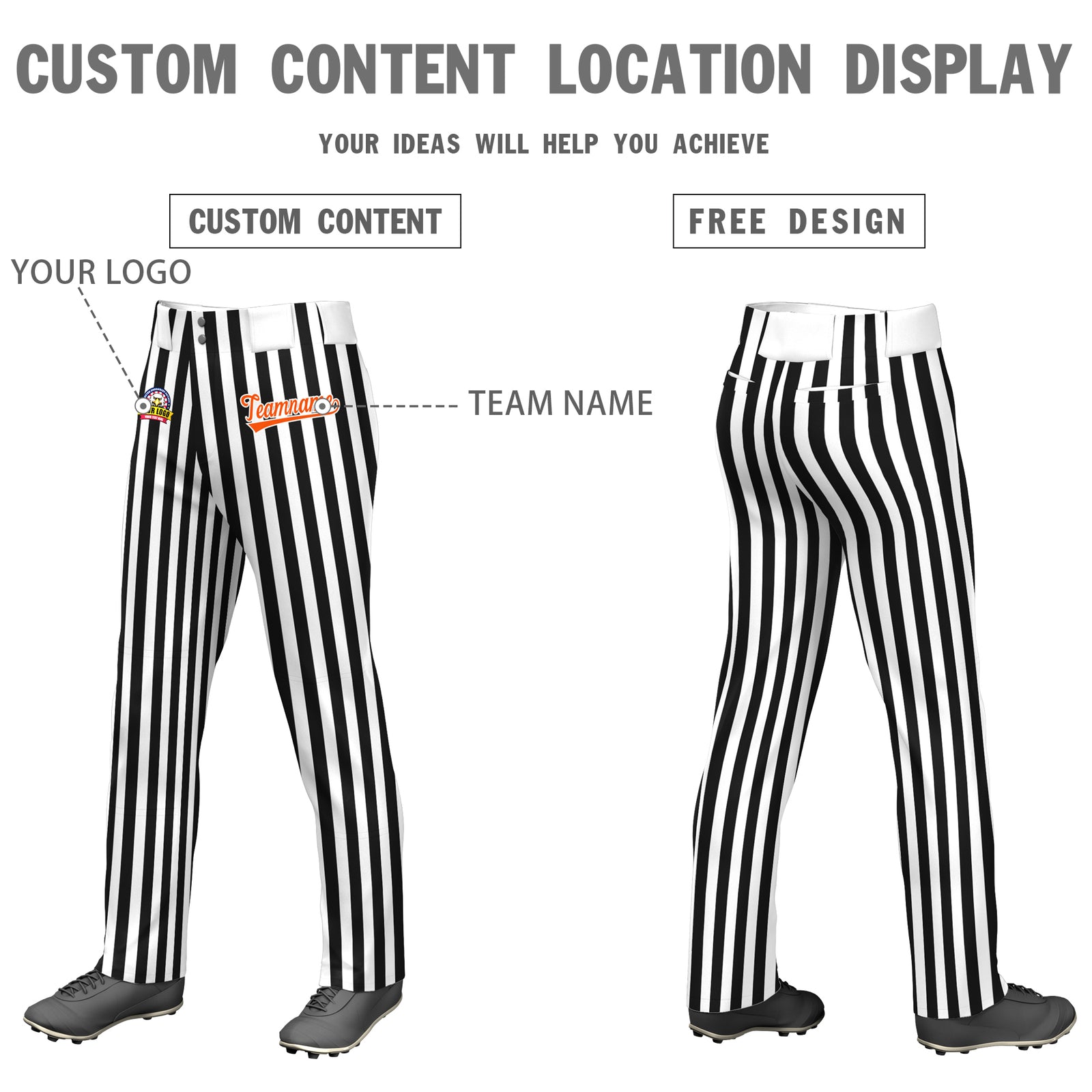 Custom White Black Pinstripe Fit Stretch Practice Loose-fit Baseball Pants