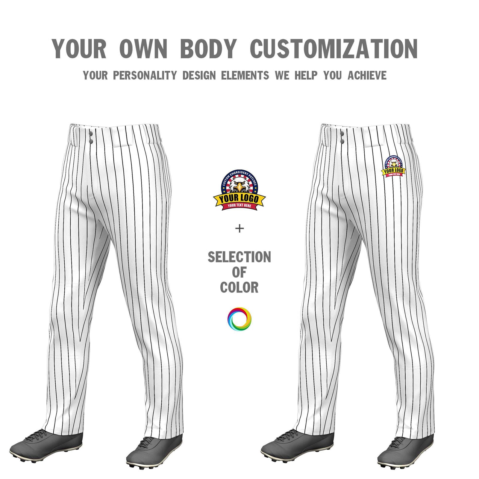Custom White Sky Blue Pinstripe Fit Stretch Practice Pull Up Baseball Pants