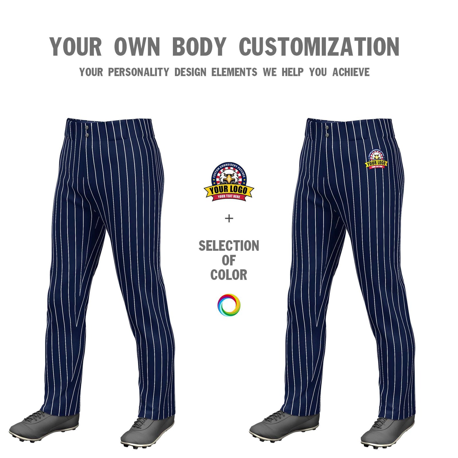 Custom Cadmium Orange Royal Pinstripe Fit Stretch Practice Pull Up Baseball Pants