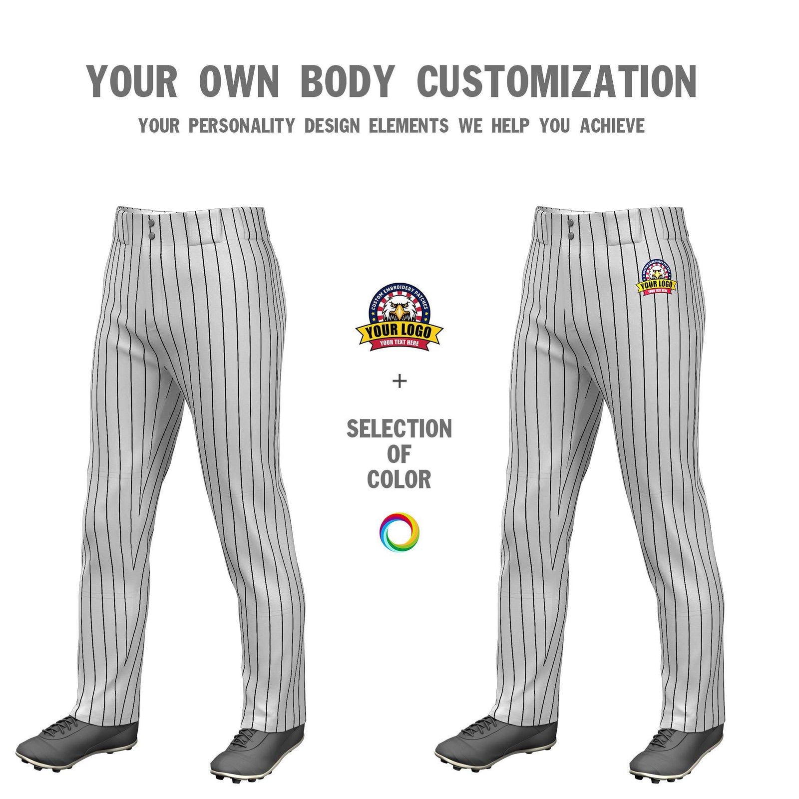 Custom Navy White Pinstripe Fit Stretch Practice Pull Up Baseball Pants