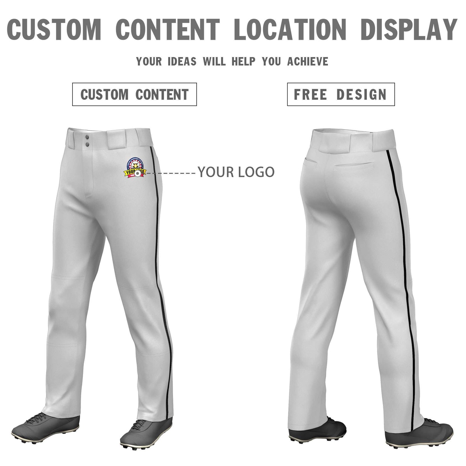 Custom Gray Red Pinstripe Fit Stretch Practice Pull Up Baseball Pants
