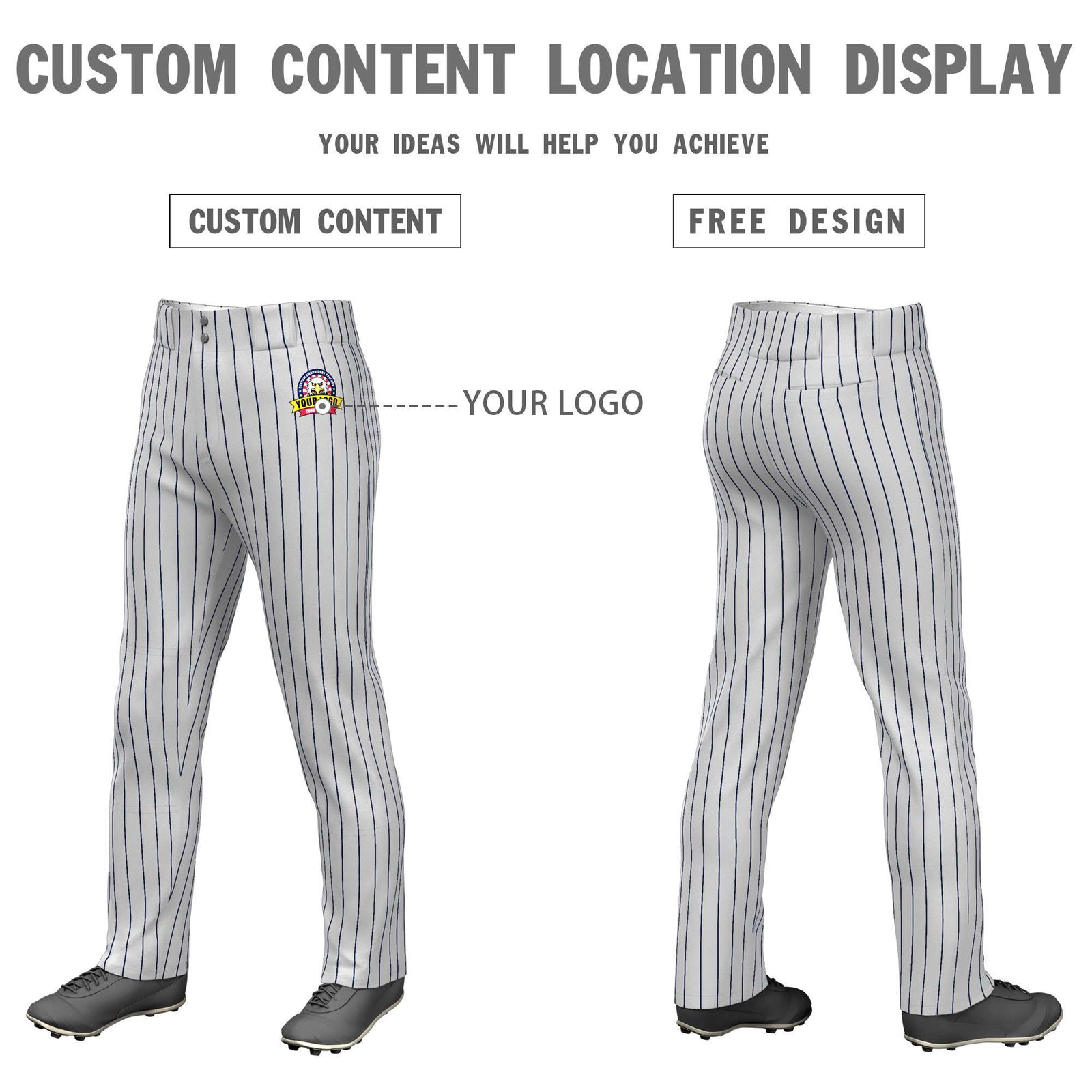 Custom Gray Black Pinstripe Fit Stretch Practice Pull Up Baseball Pants
