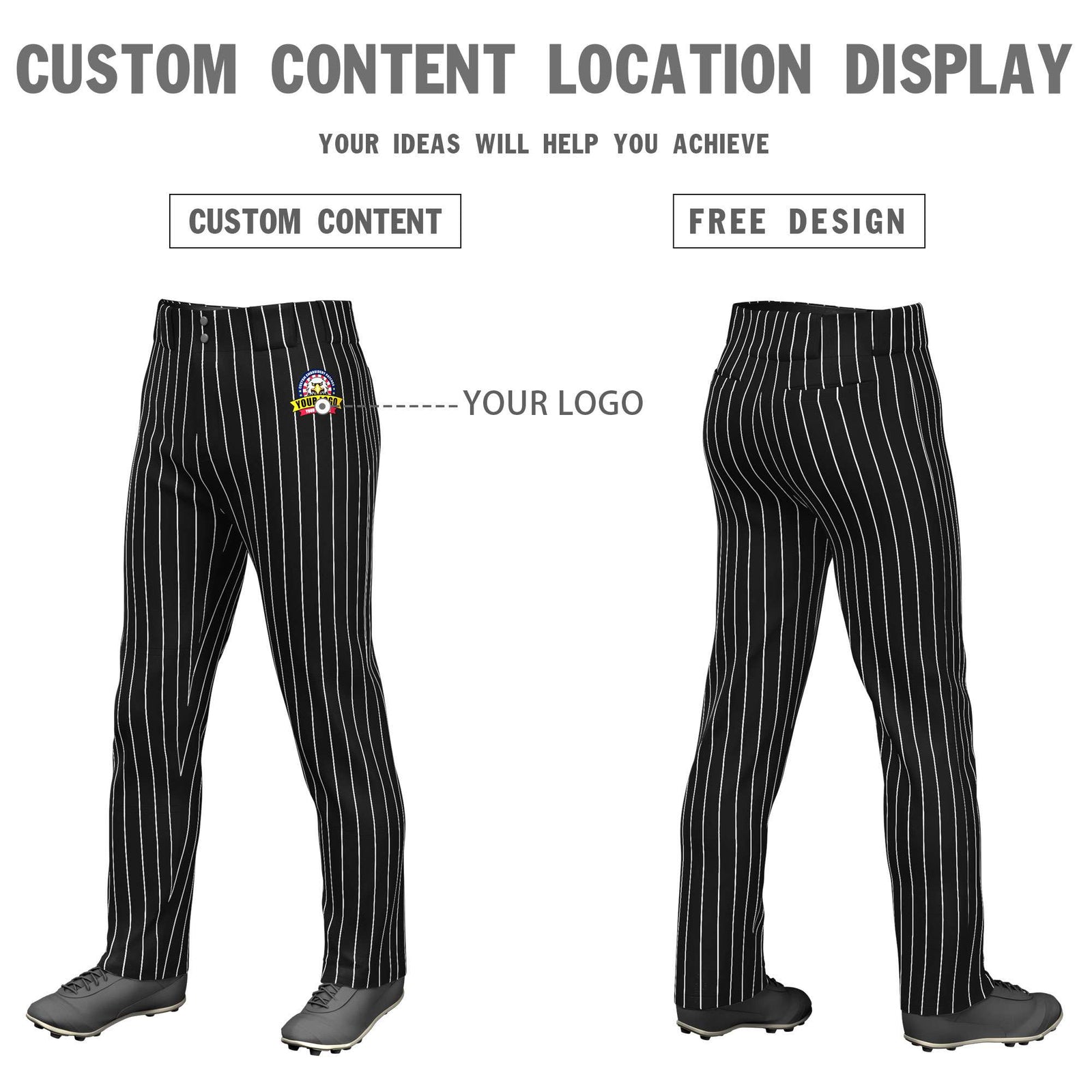 Custom Green White Pinstripe Fit Stretch Practice Pull Up Baseball Pants