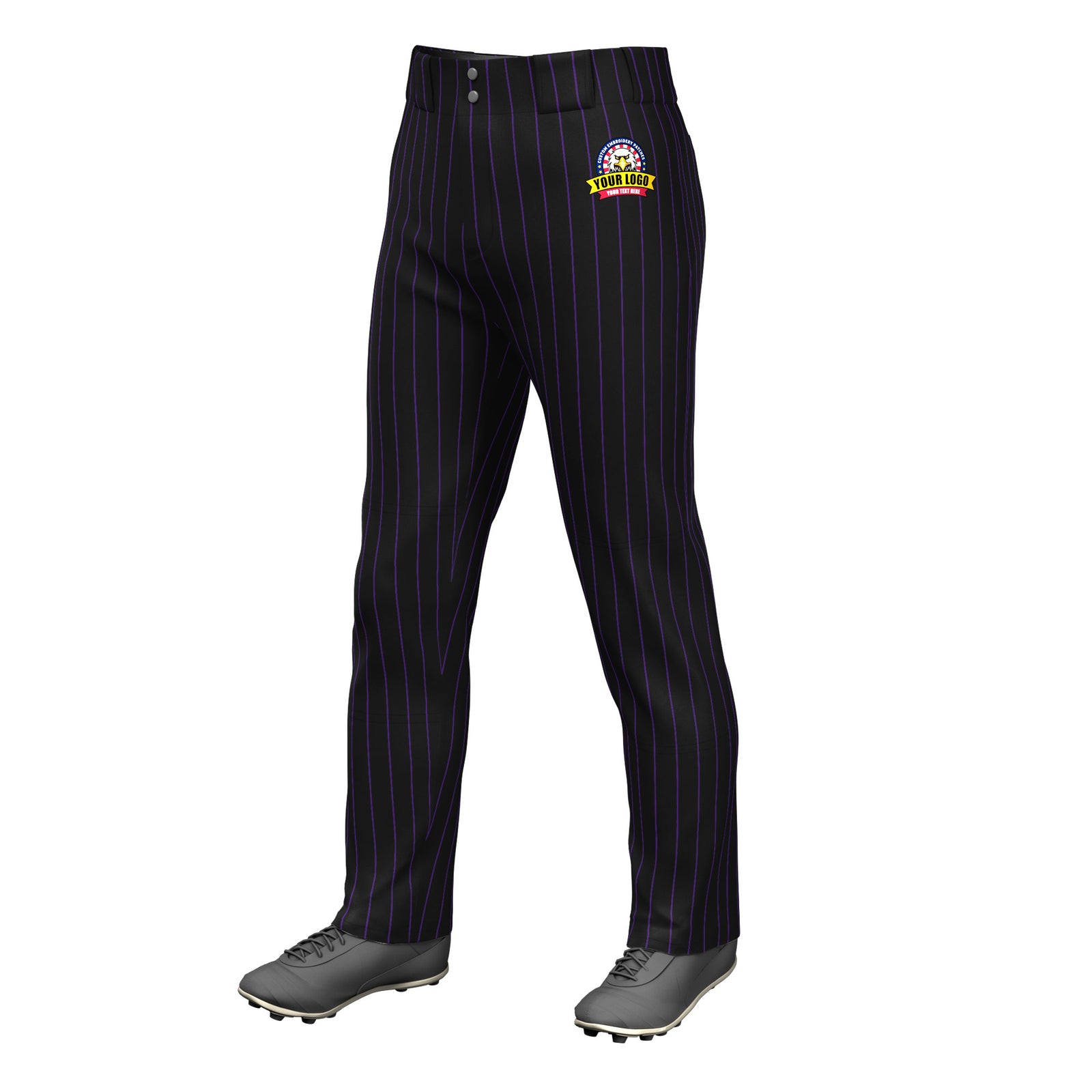 Custom Black Purple Pinstripe Fit Stretch Practice Loose-fit Baseball Pants