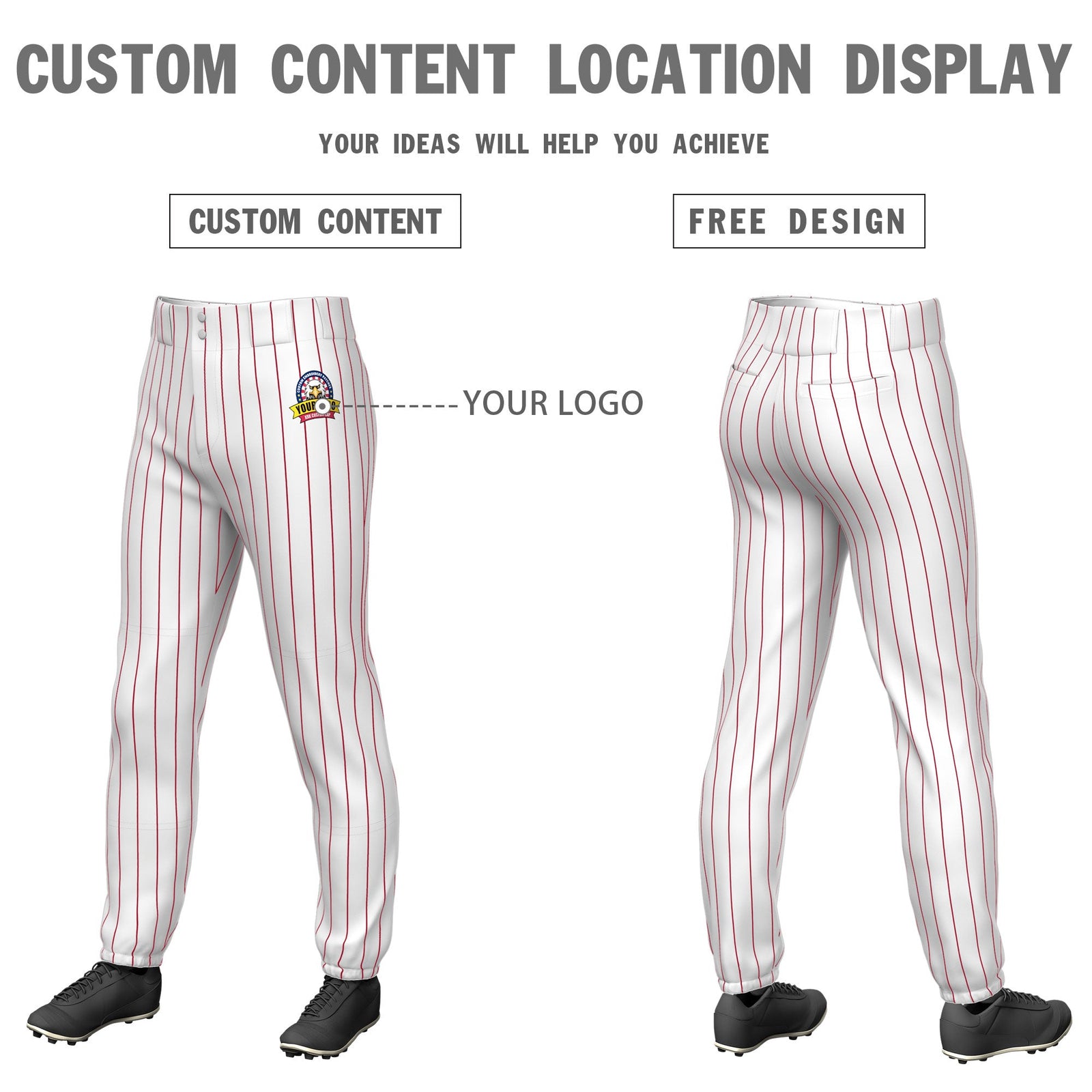Custom Cadmium Orange Red Pinstripe Fit Stretch Practice Pull Up Baseball Pants