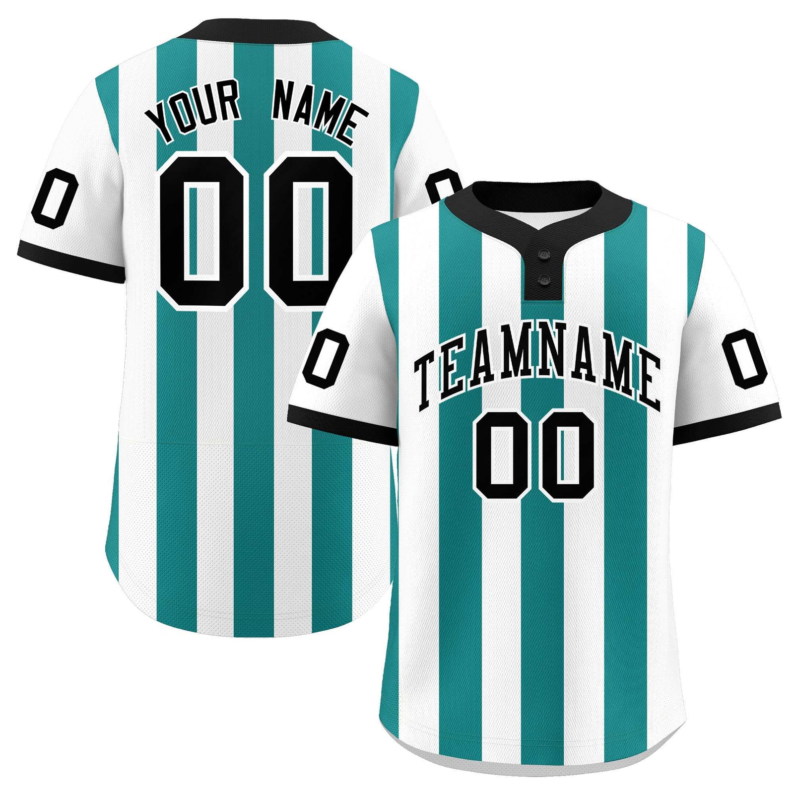 Custom White Aqua Stripe Fashion Authentic Two-Button Softball Jersey
