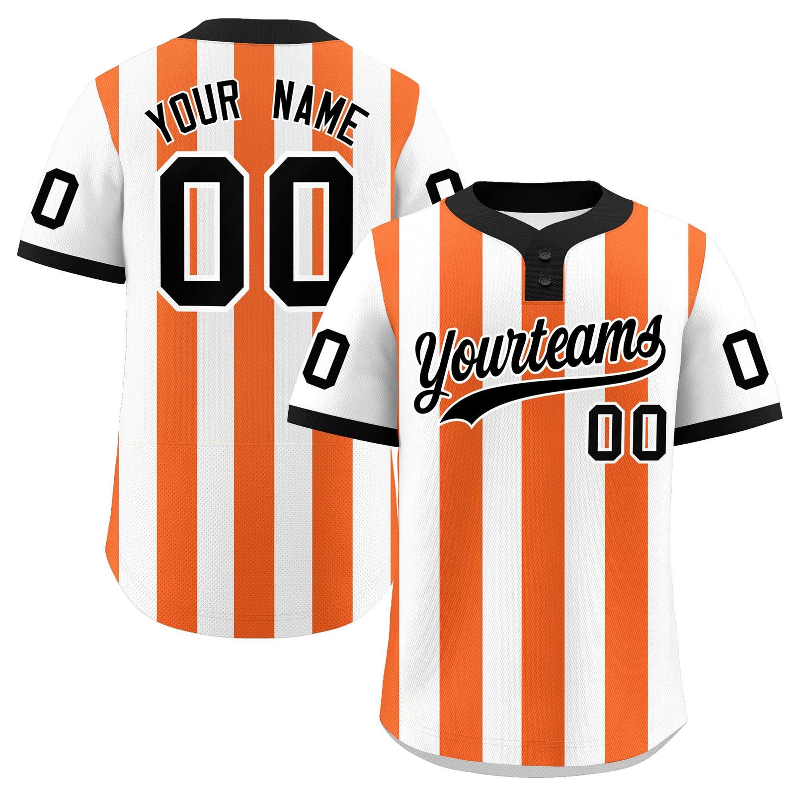 Custom White Orange Stripe Fashion Authentic Two-Button Softball Jersey