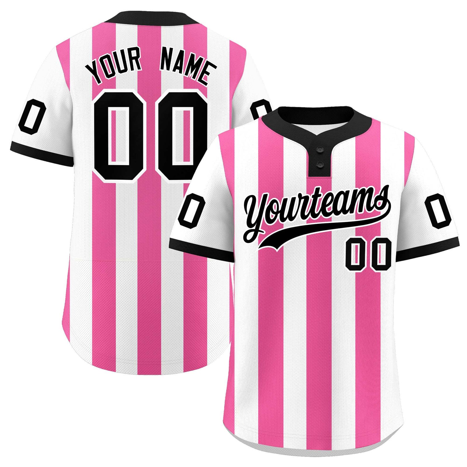 Custom White Pink Stripe Fashion Authentic Two-Button Softball Jersey