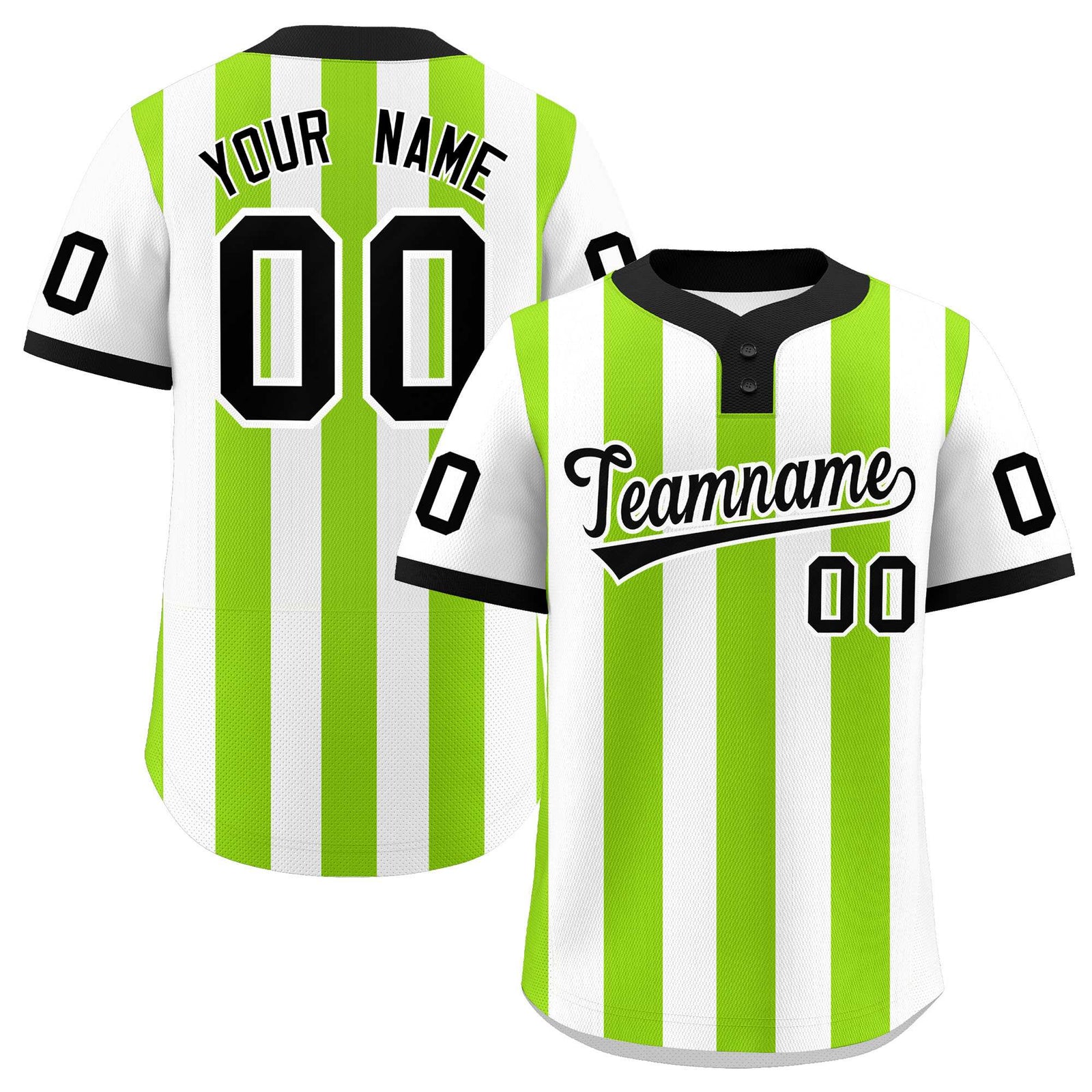Custom White Neon Green Stripe Fashion Authentic Two-Button Softball Jersey
