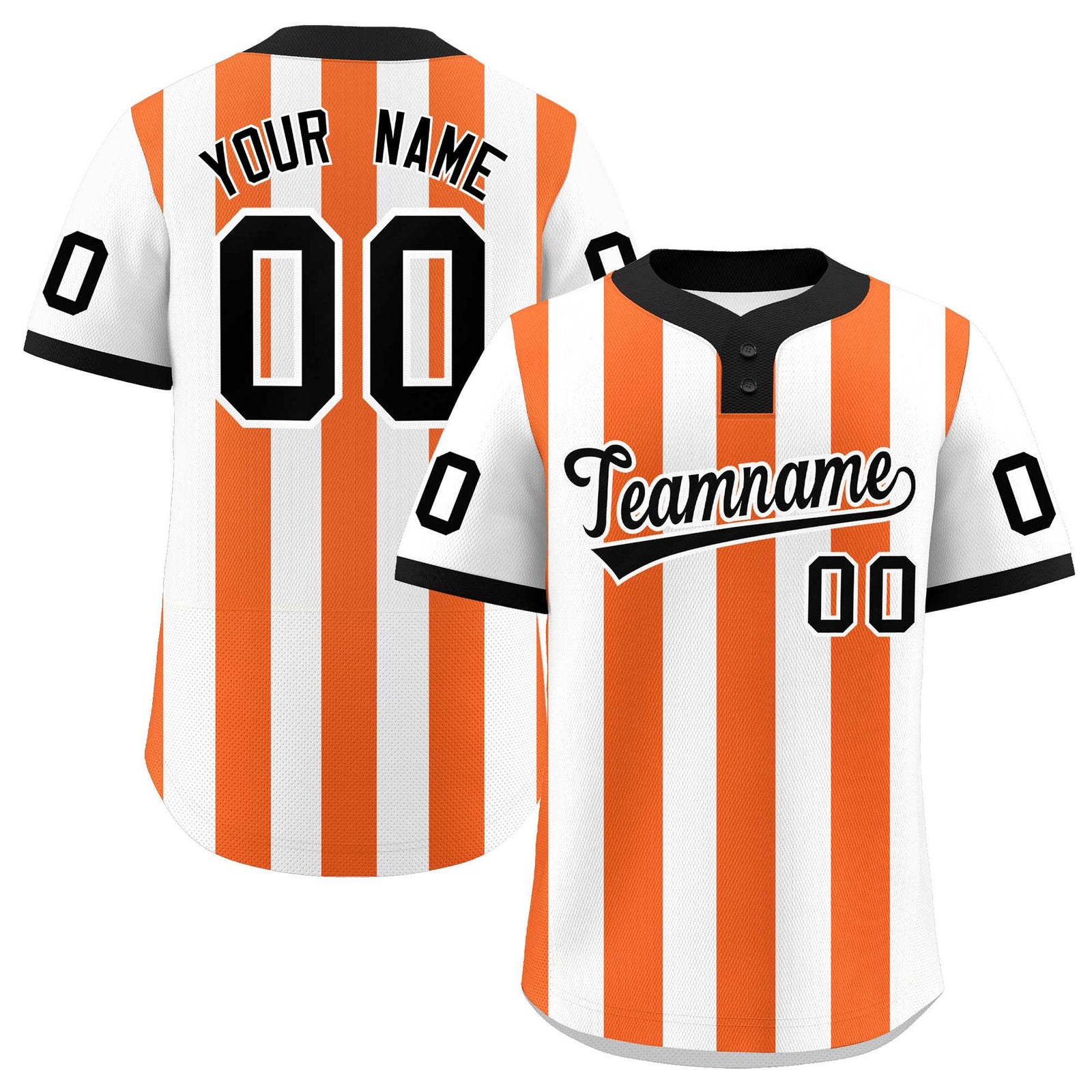 Custom White Orange Stripe Fashion Authentic Two-Button Softball Jersey