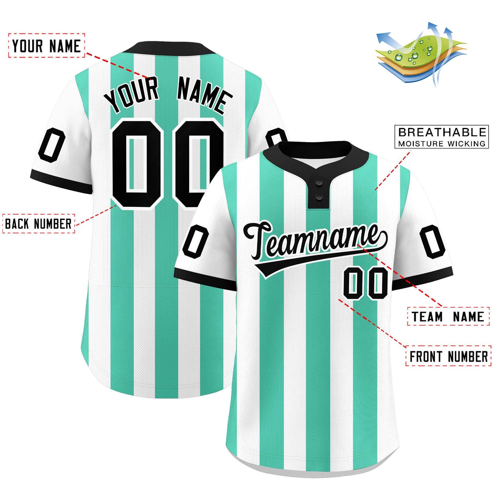 Custom White Bright Green Stripe Fashion Authentic Two-Button Softball Jersey