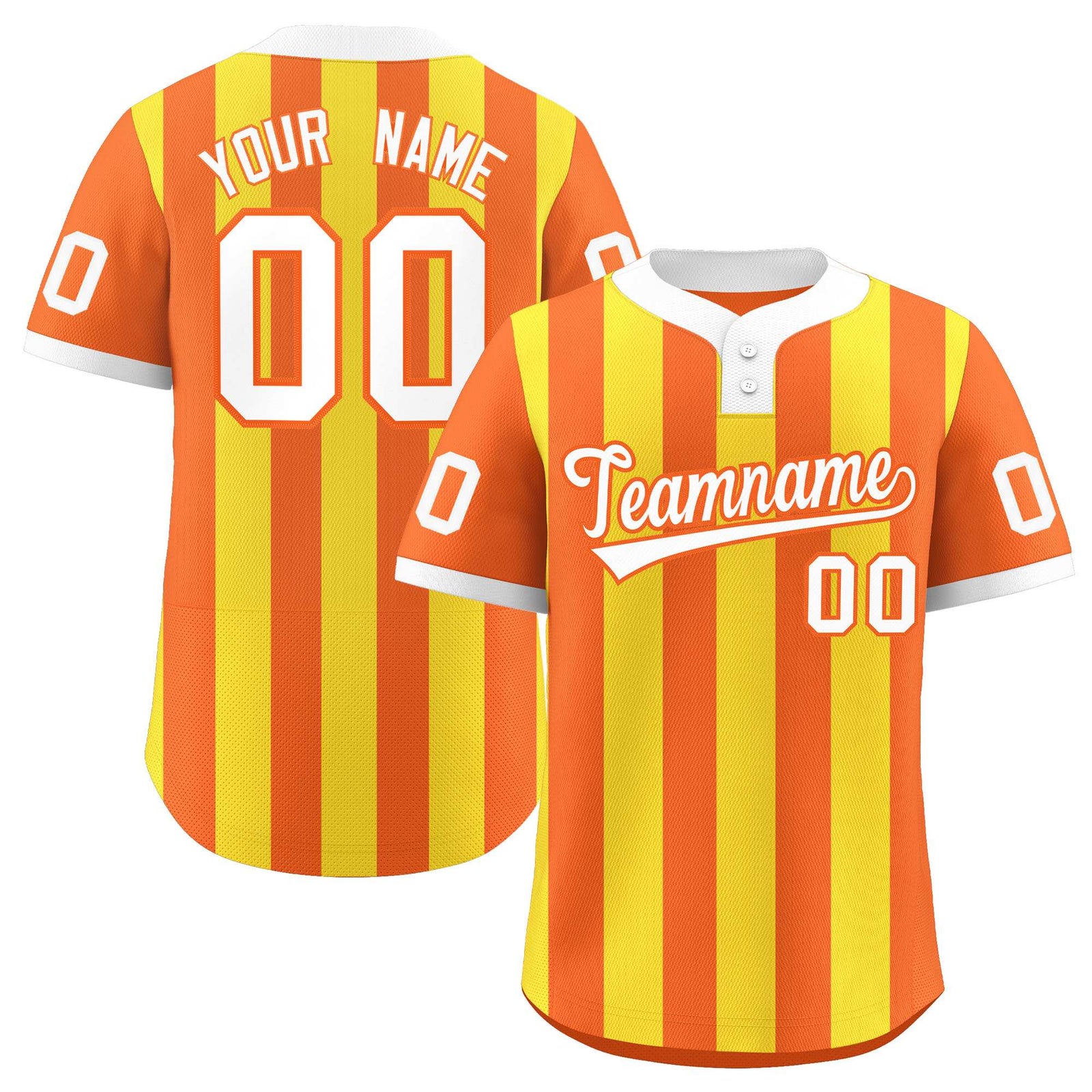Custom Orange Gold Stripe Fashion Authentic Two-Button Softball Jersey