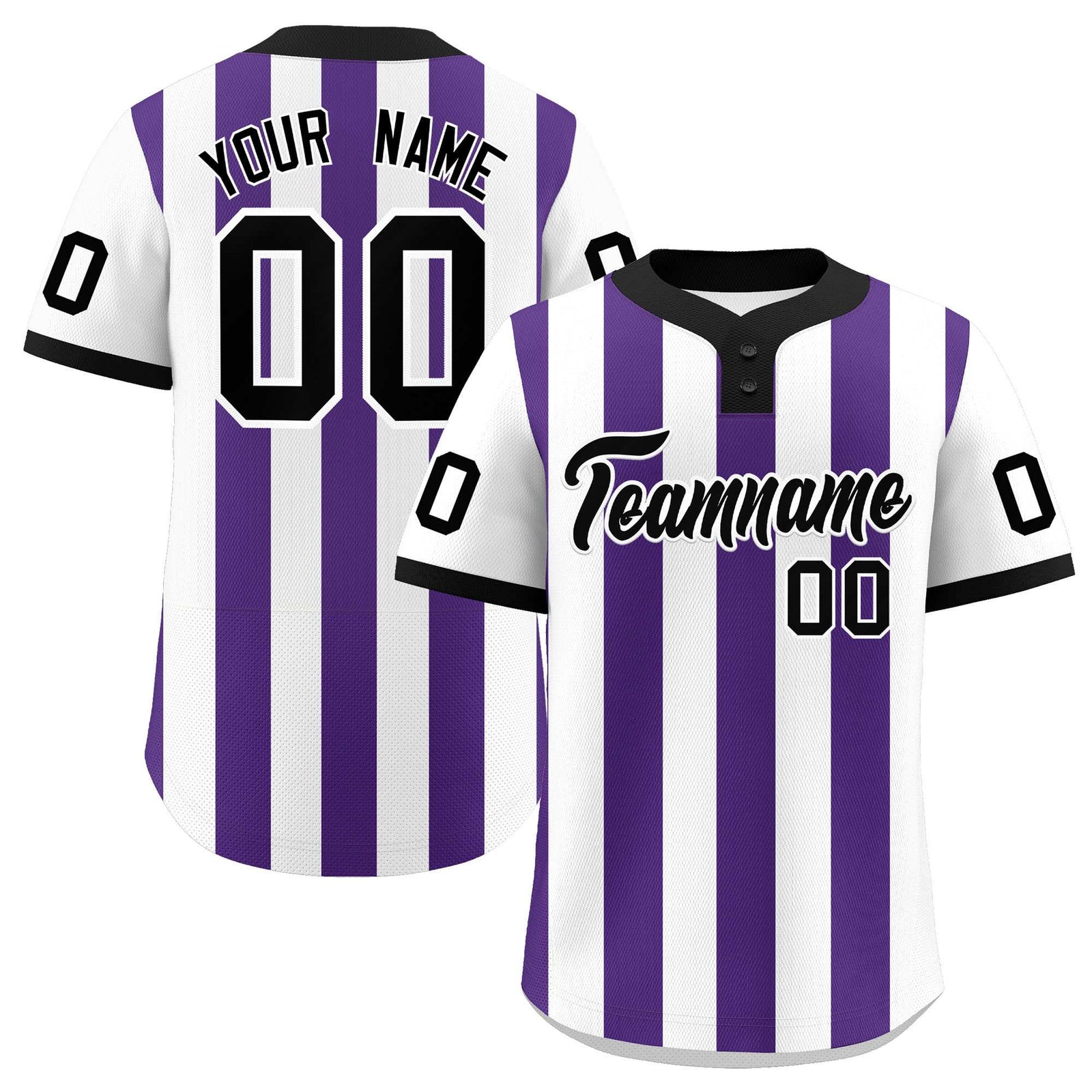Custom White Purple Stripe Fashion Authentic Two-Button Softball Jersey