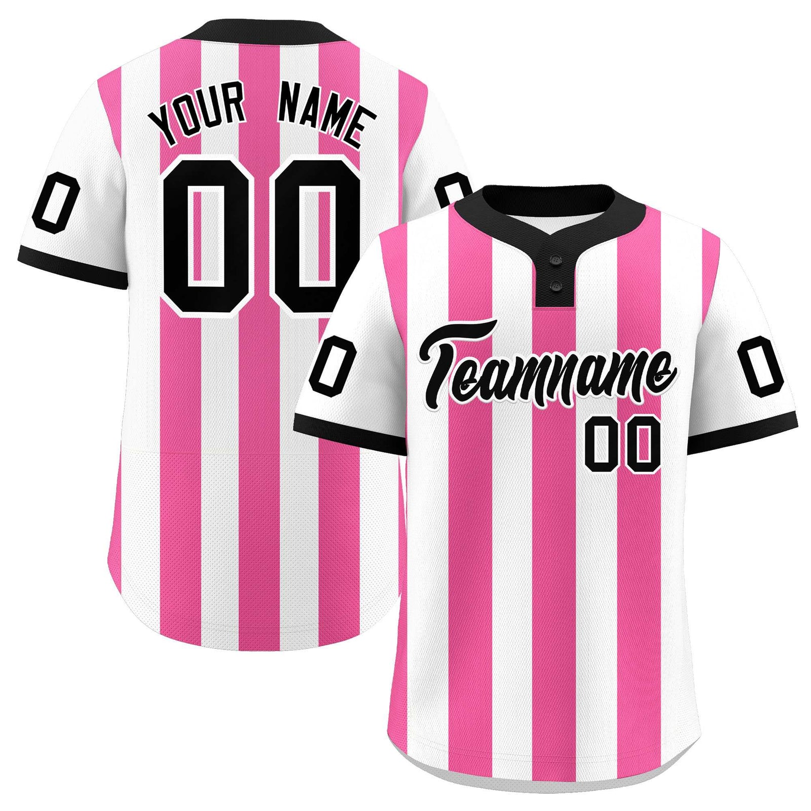 Custom White Pink Stripe Fashion Authentic Two-Button Softball Jersey