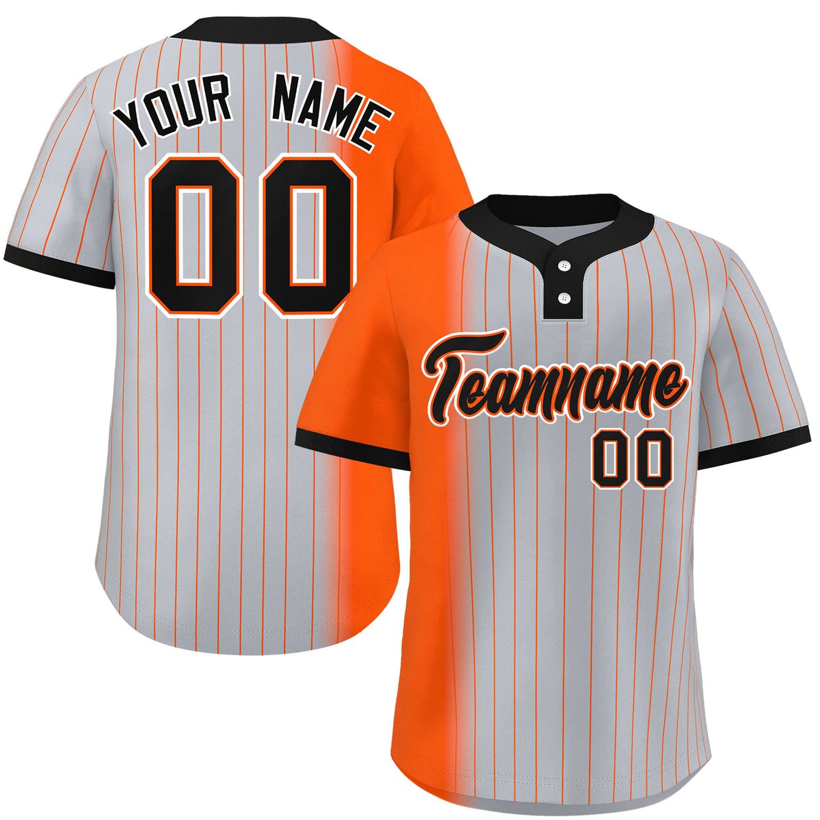 Custom Orange Gray-Black Gradient Stripe Fashion Authentic Two-Button Softball Jersey