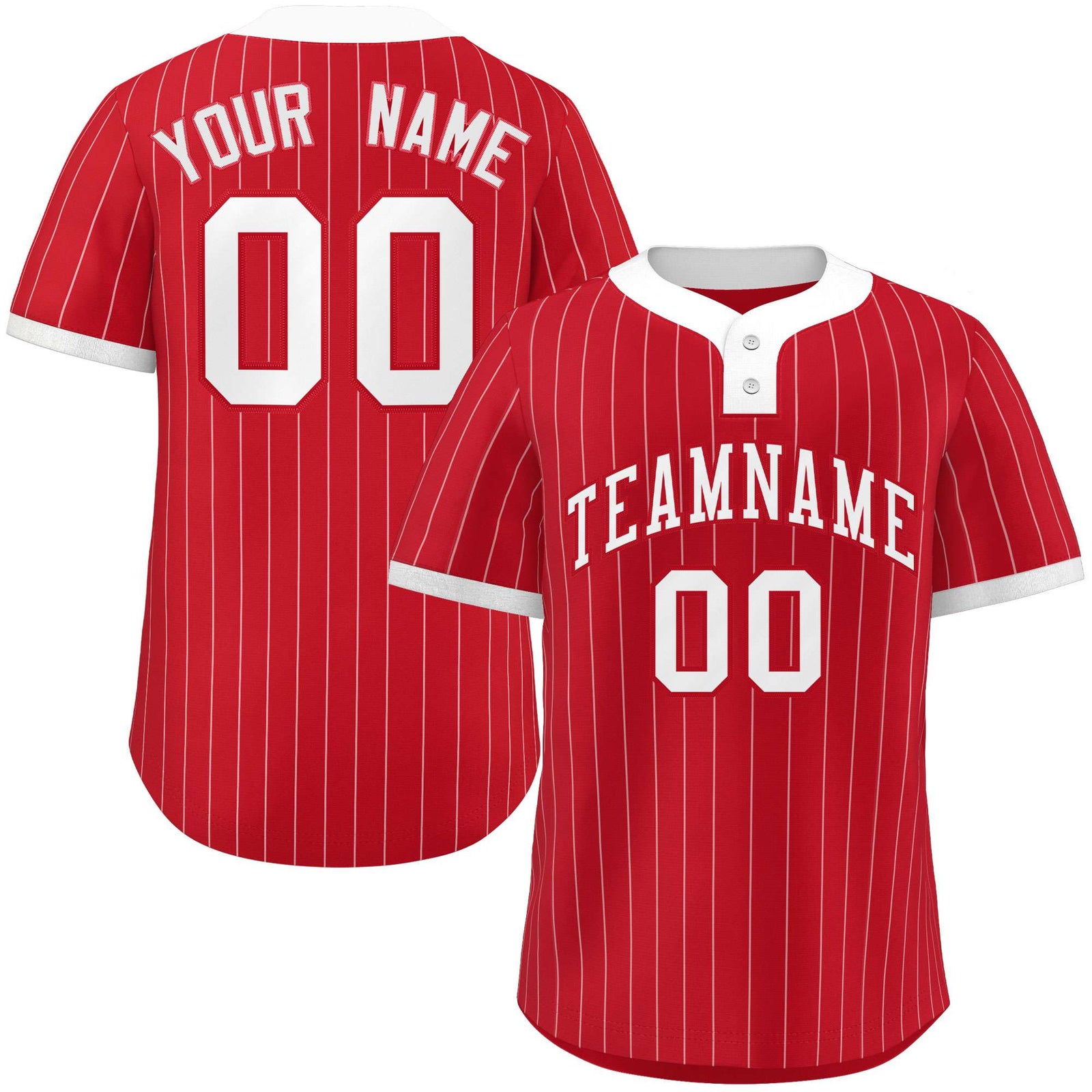 Custom Red White Stripe Fashion Authentic Two-Button Softball Jersey