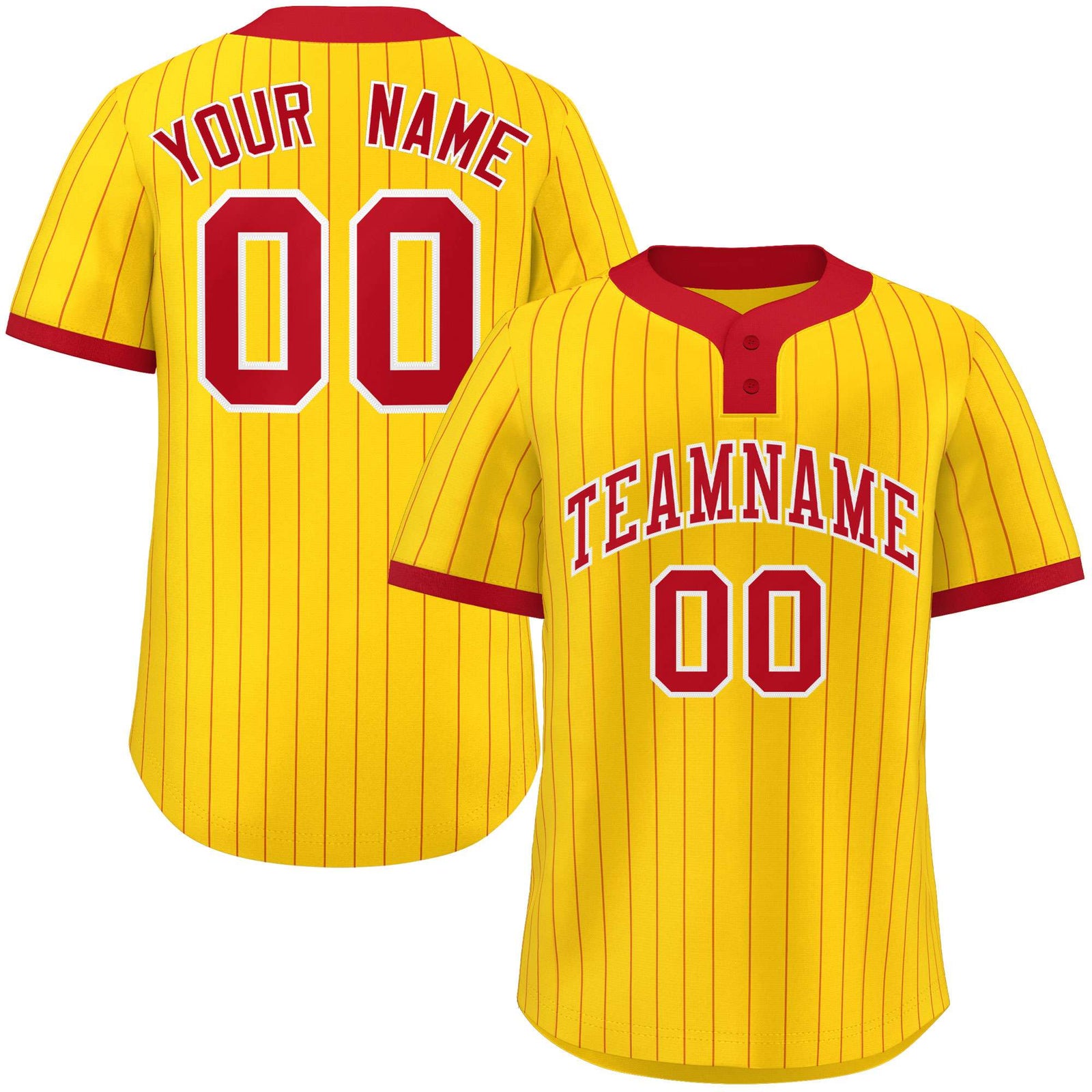 Custom Gold Red Stripe Fashion Authentic Two-Button Softball Jersey