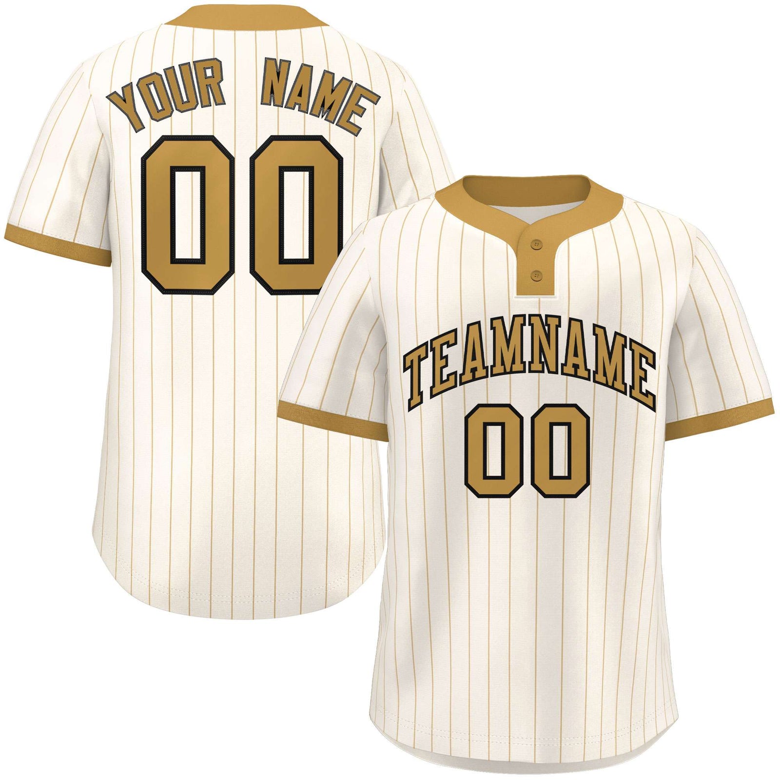 Custom Cream Old Gold Stripe Fashion Authentic Two-Button Softball Jersey