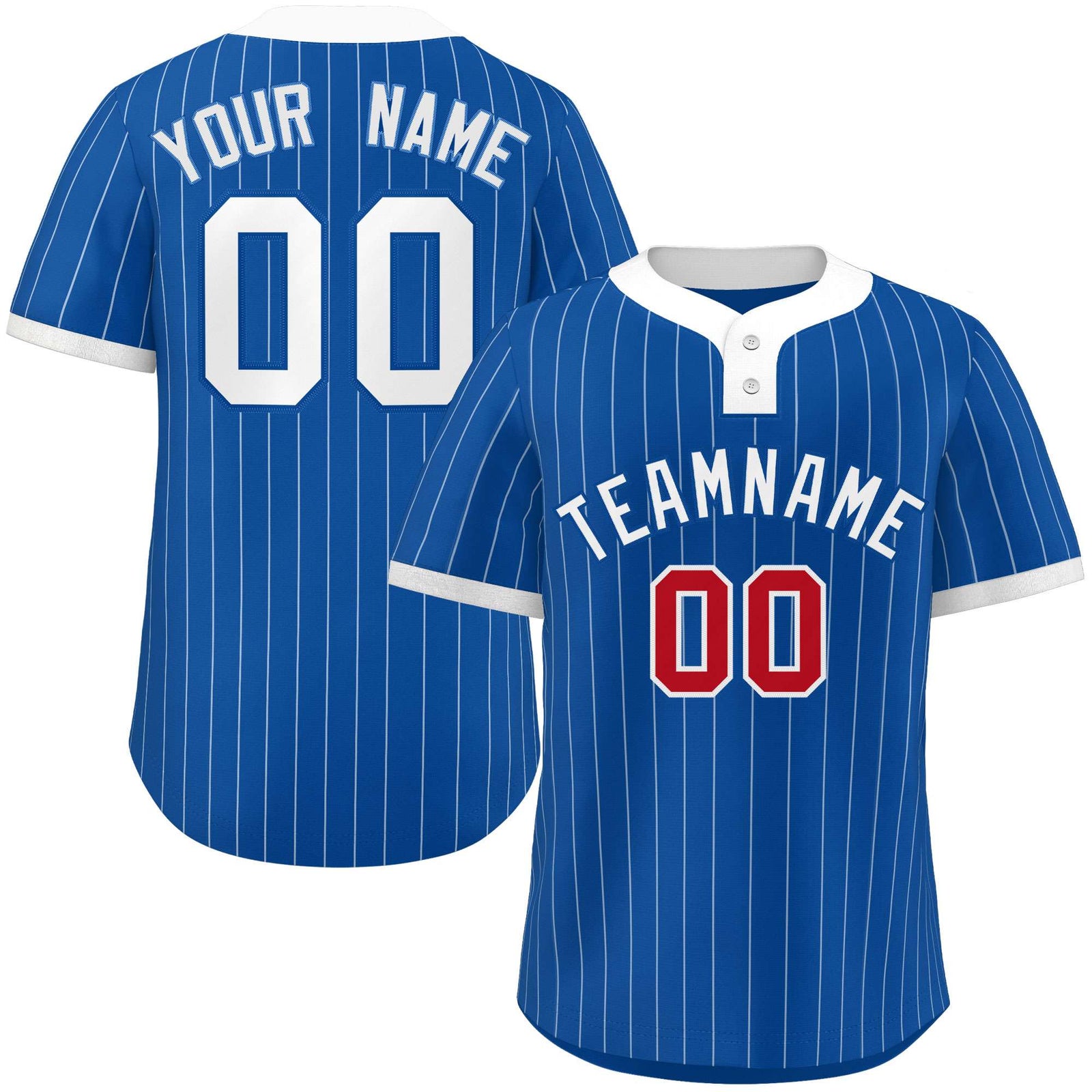 Custom Royal White Stripe Fashion Authentic Two-Button Softball Jersey