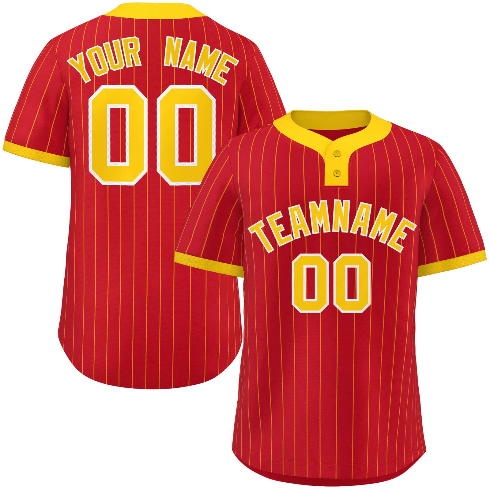 Custom Red Gold Stripe Fashion Authentic Two-Button Softball Jersey