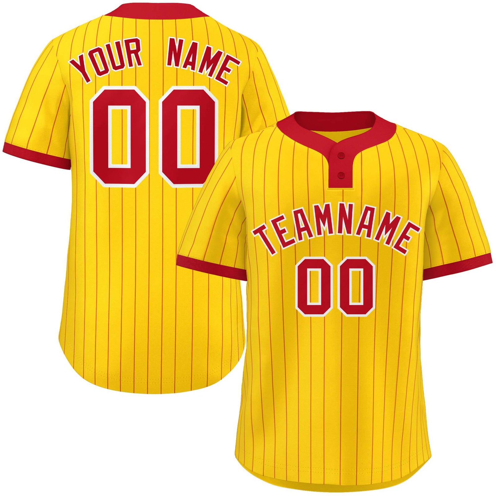 Custom Gold Red Stripe Fashion Authentic Two-Button Softball Jersey
